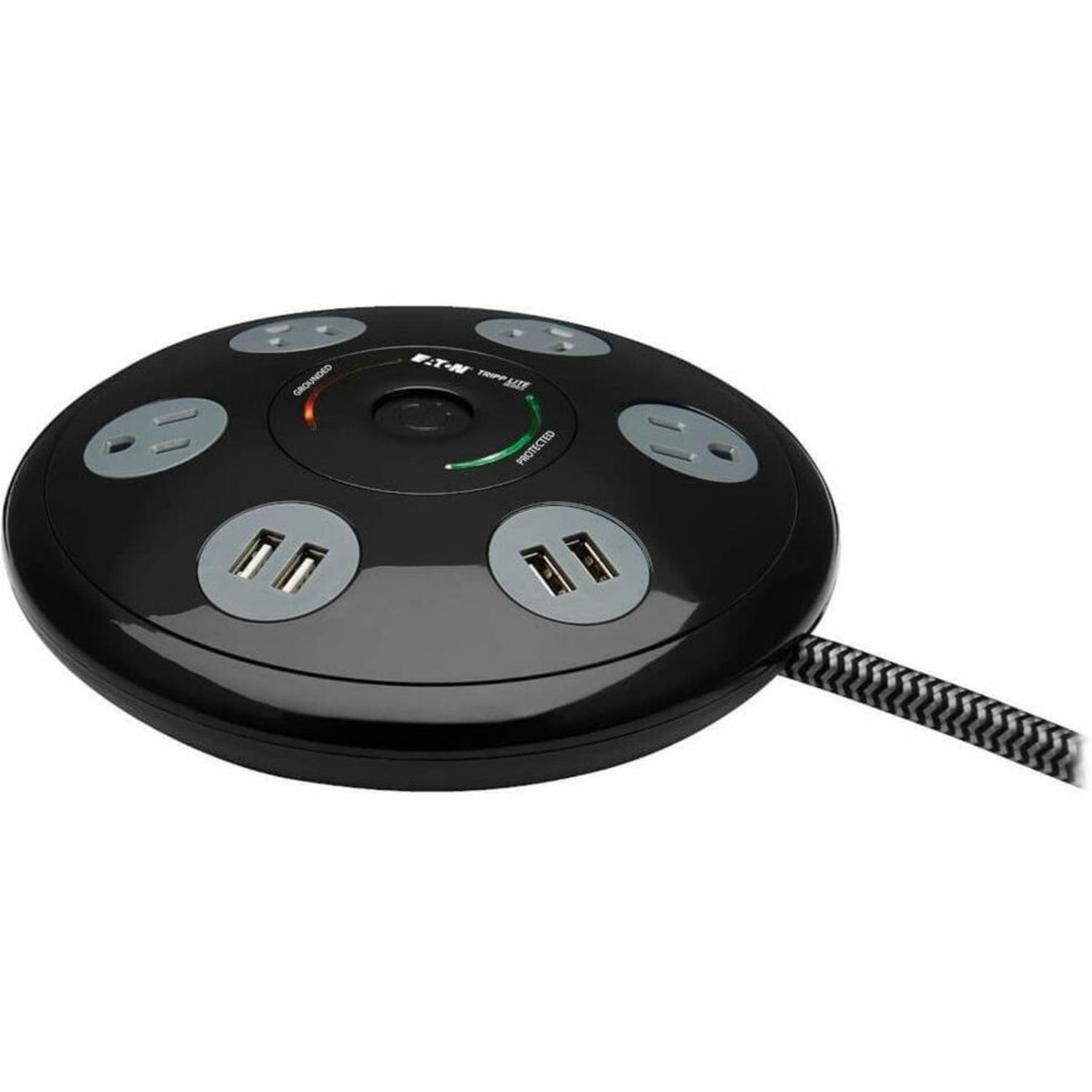 Eaton Tripp Lite Series Conference Power Surge Protector - 4 NEMA 5-15R Outlets, 4 USB-A Ports, 6 ft. Cord, Black - TLP406USBUFO