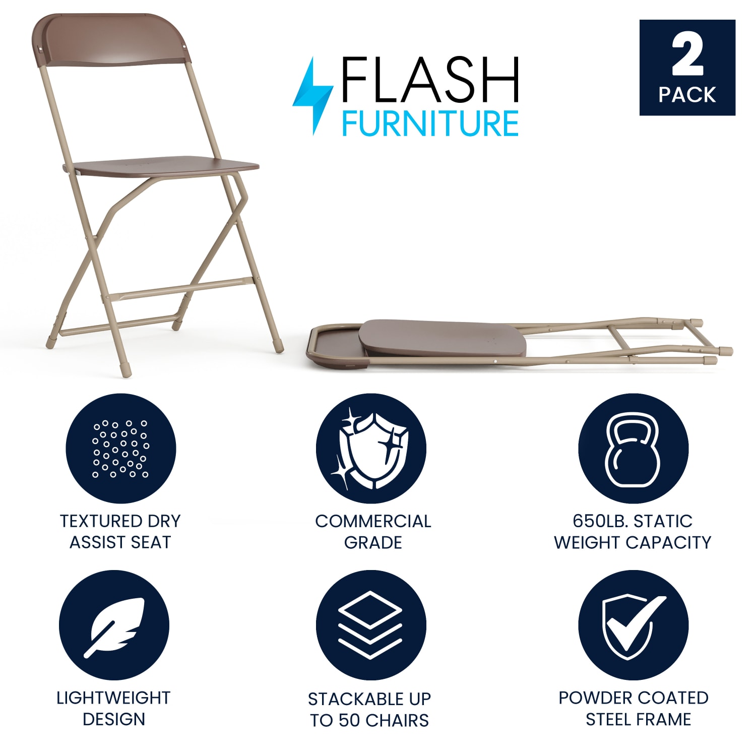 Flash Furniture Hercules Plastic Folding Chairs With 650lb Capacity Brown Set Of 2 Chairs PopularChairscom Flash Furniture Hercules Plastic Folding Chairs With 650 lb Capacity Brown Set Of 2 Chairs PopularChairscom