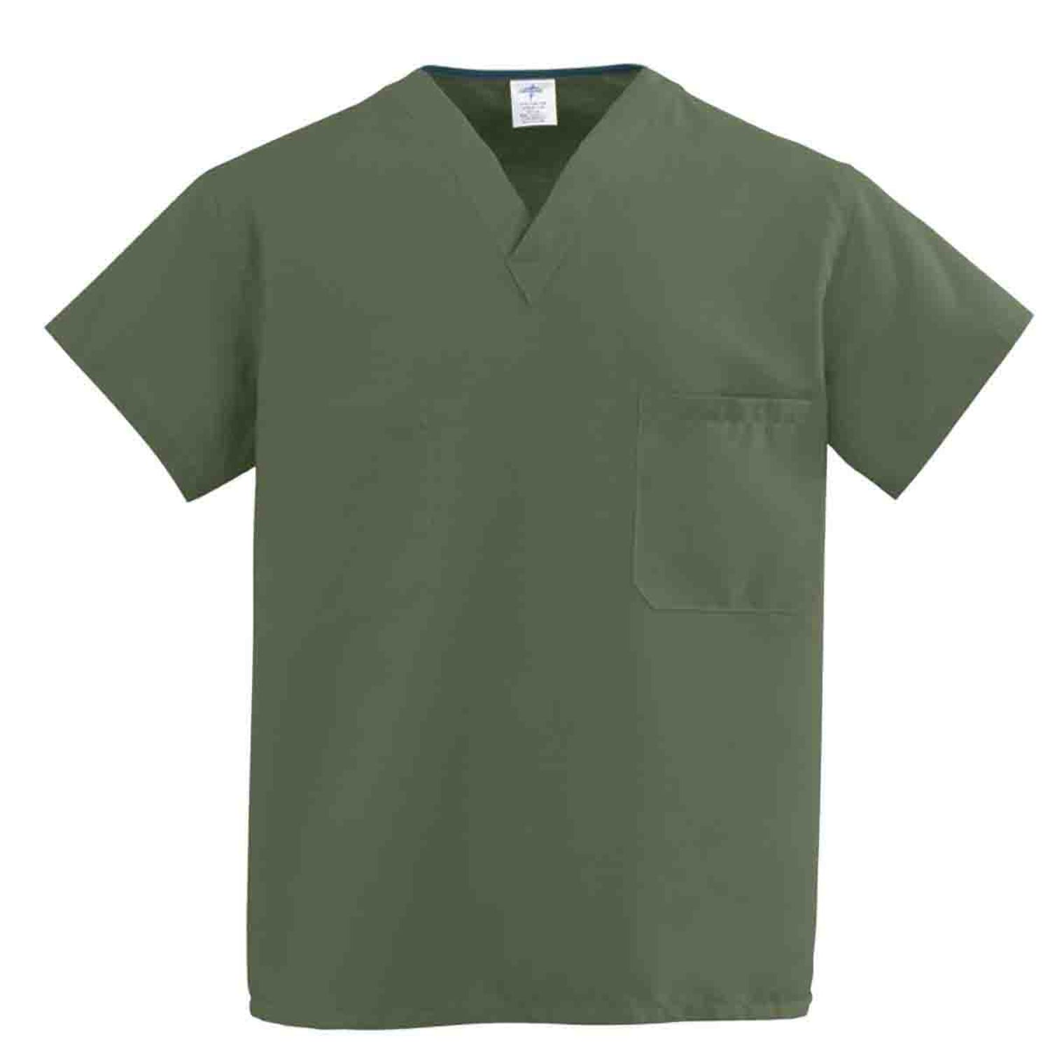 Medline ComfortEase 1-Pocket Reversible Unisex Scrub Top, X-Small, White