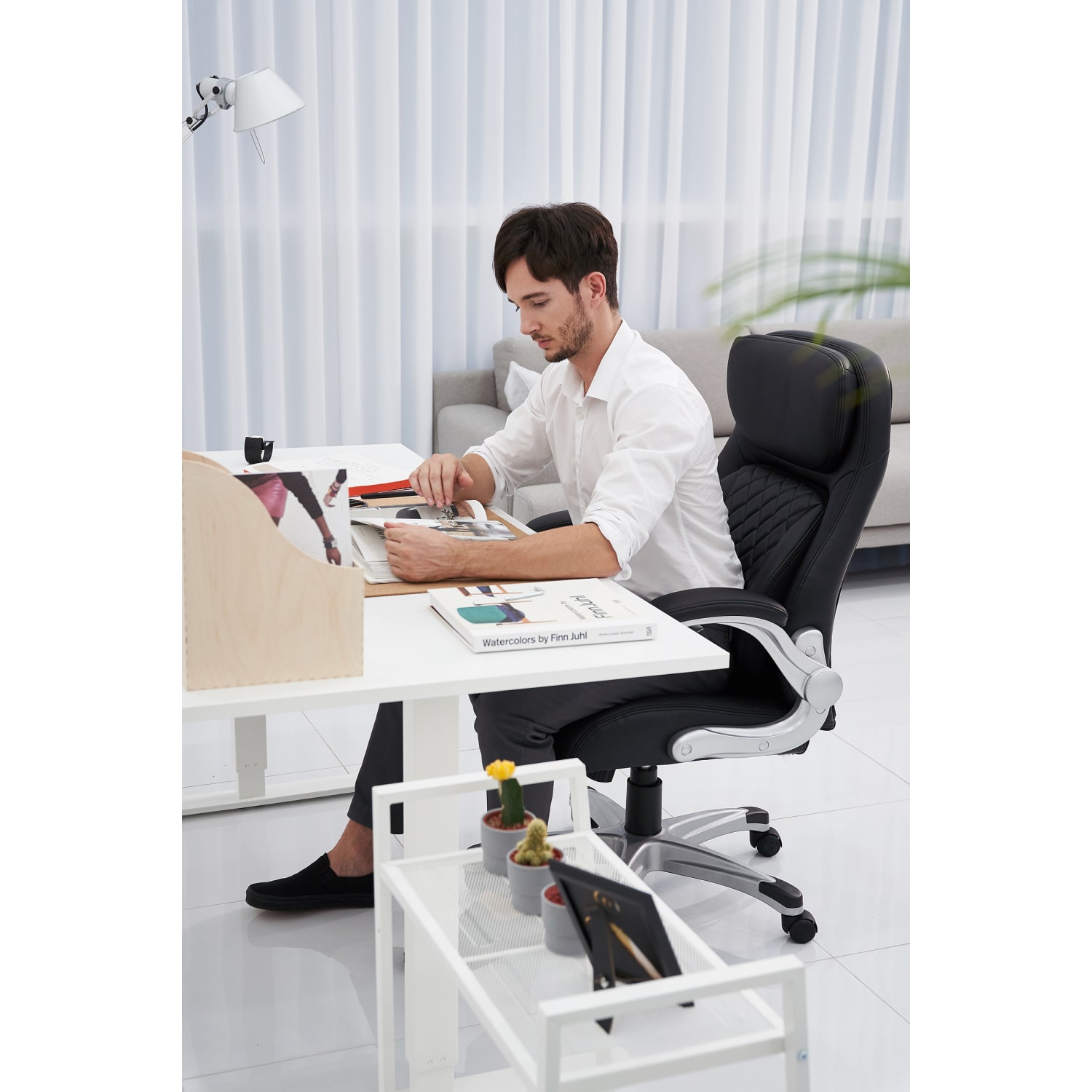 Nouhaus Posture Ergonomic PU Leather High-Back Executive Office Chair, Flat Black - Image 4