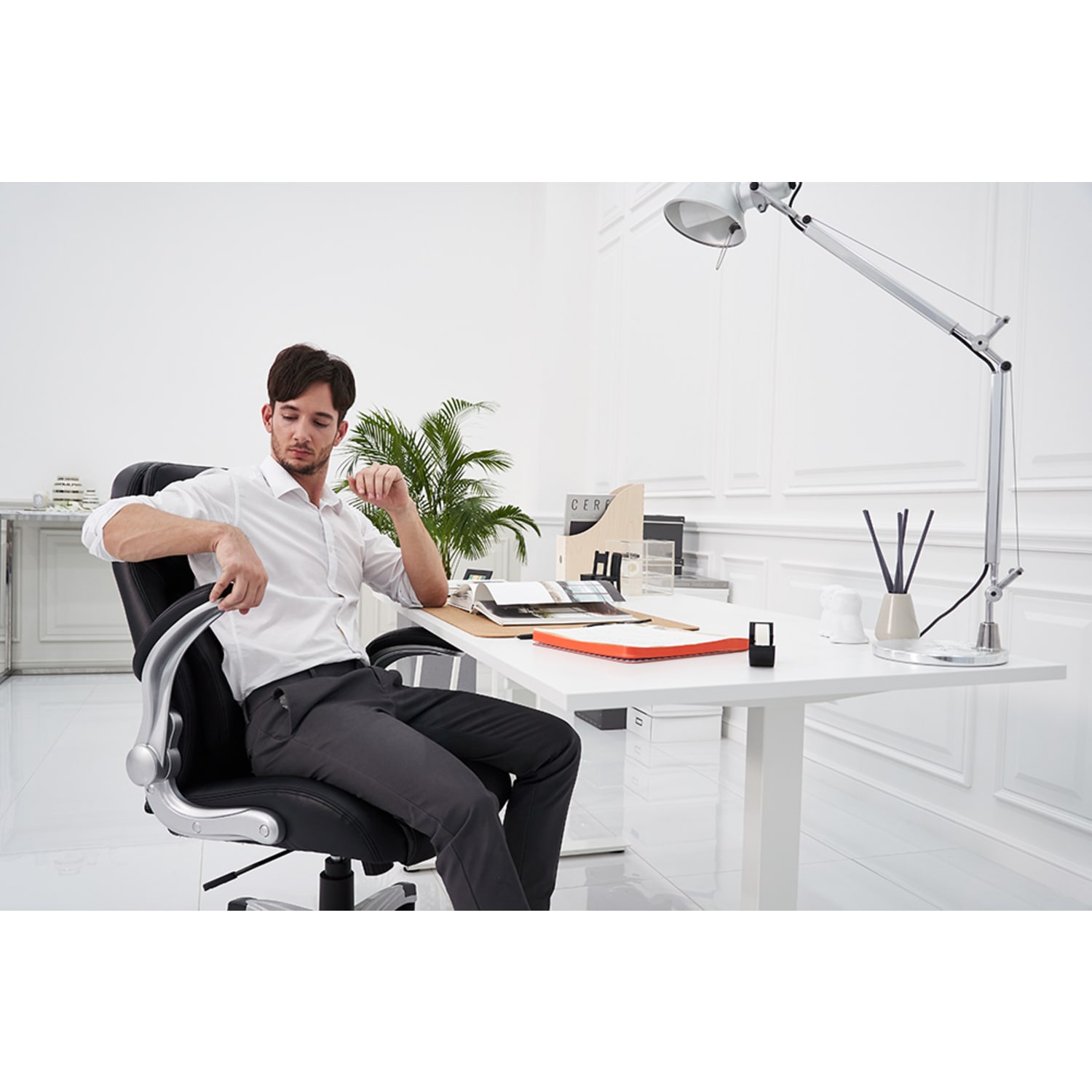 Nouhaus Posture Ergonomic PU Leather High-Back Executive Office Chair, Flat Black - Image 5