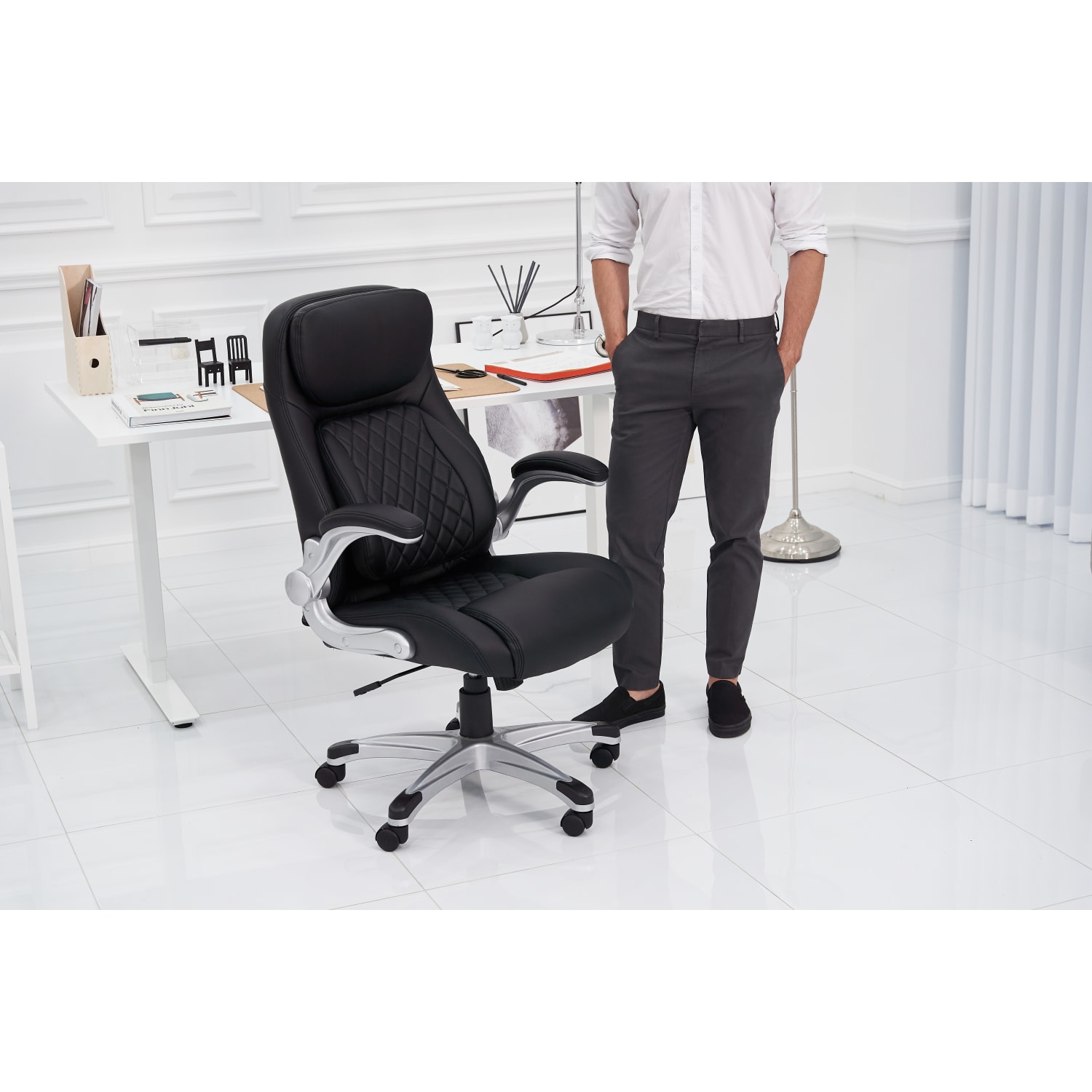 Nouhaus Posture Ergonomic PU Leather High-Back Executive Office Chair, Flat Black - Image 6