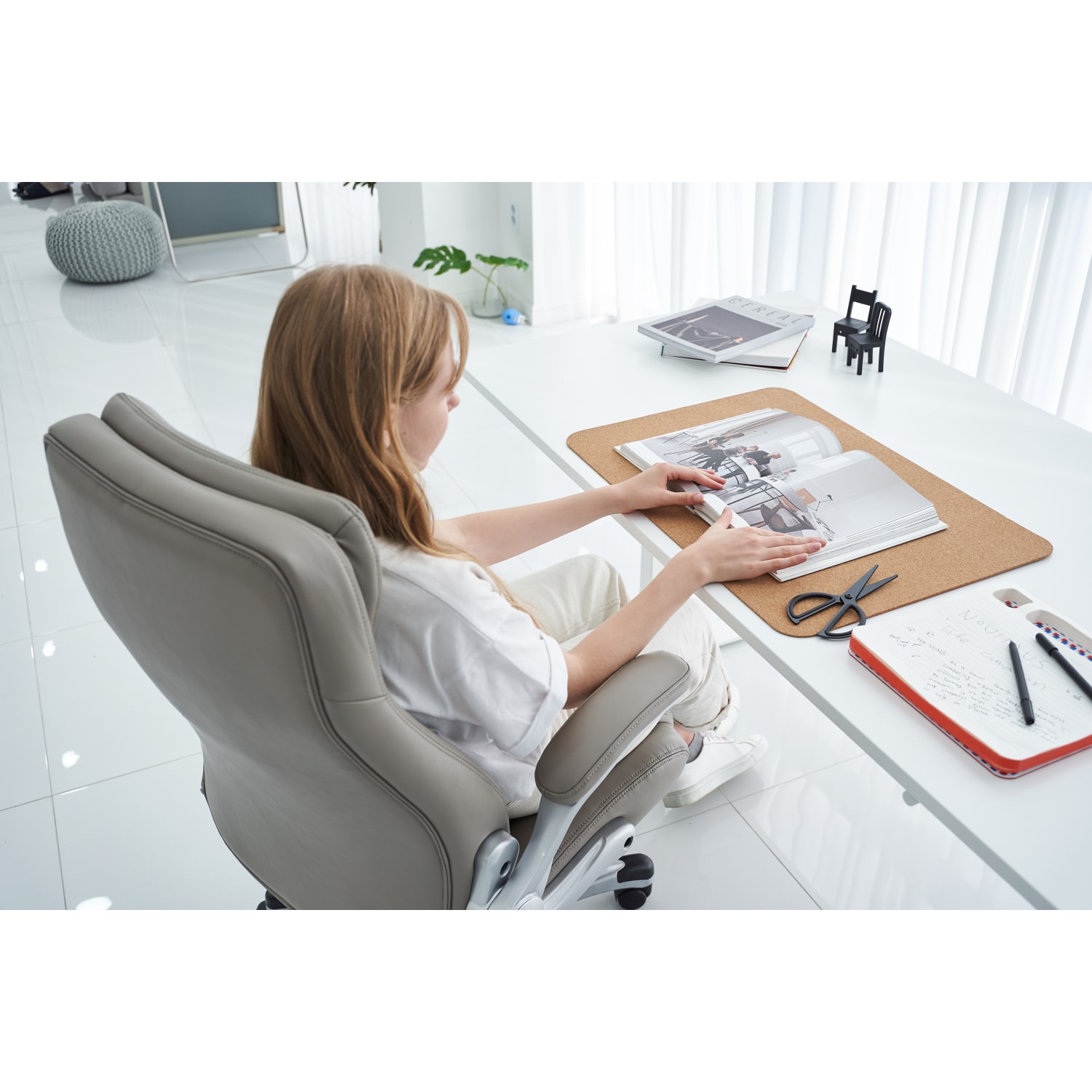 Nouhaus Posture Ergonomic PU Leather High-Back Executive Office Chair, Flat Taupe - Image 5