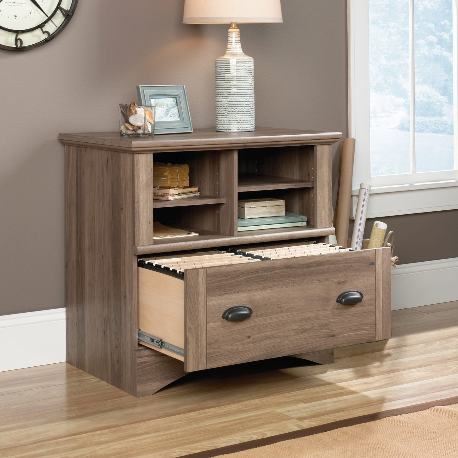 Sauder Harbor View 32inW x 21-13/16inD Lateral File Cabinet, Salt Oak - Image 3