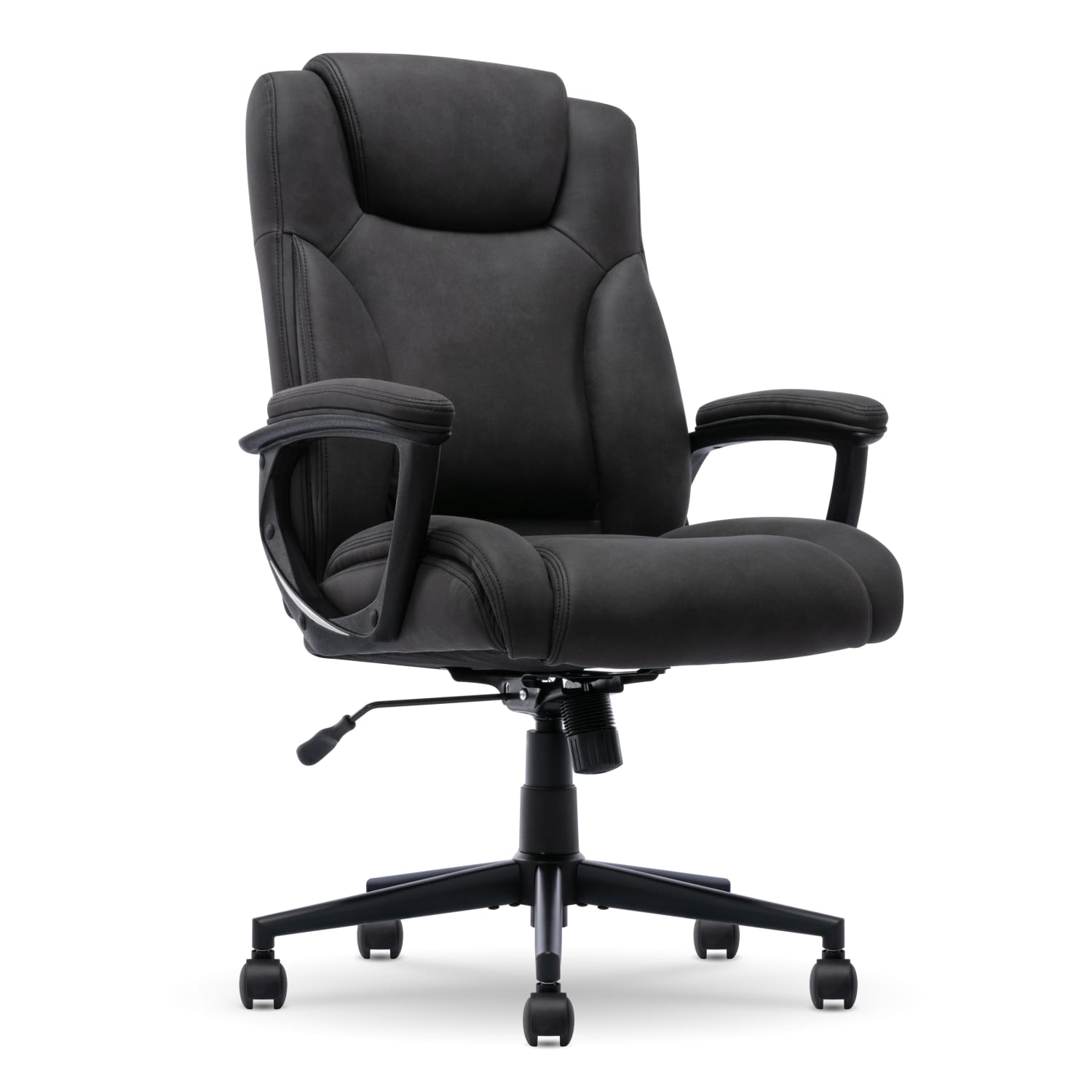 Serta Comfort Eco Ergonomic Velvet Mid-Back Office Chair, Light Black
