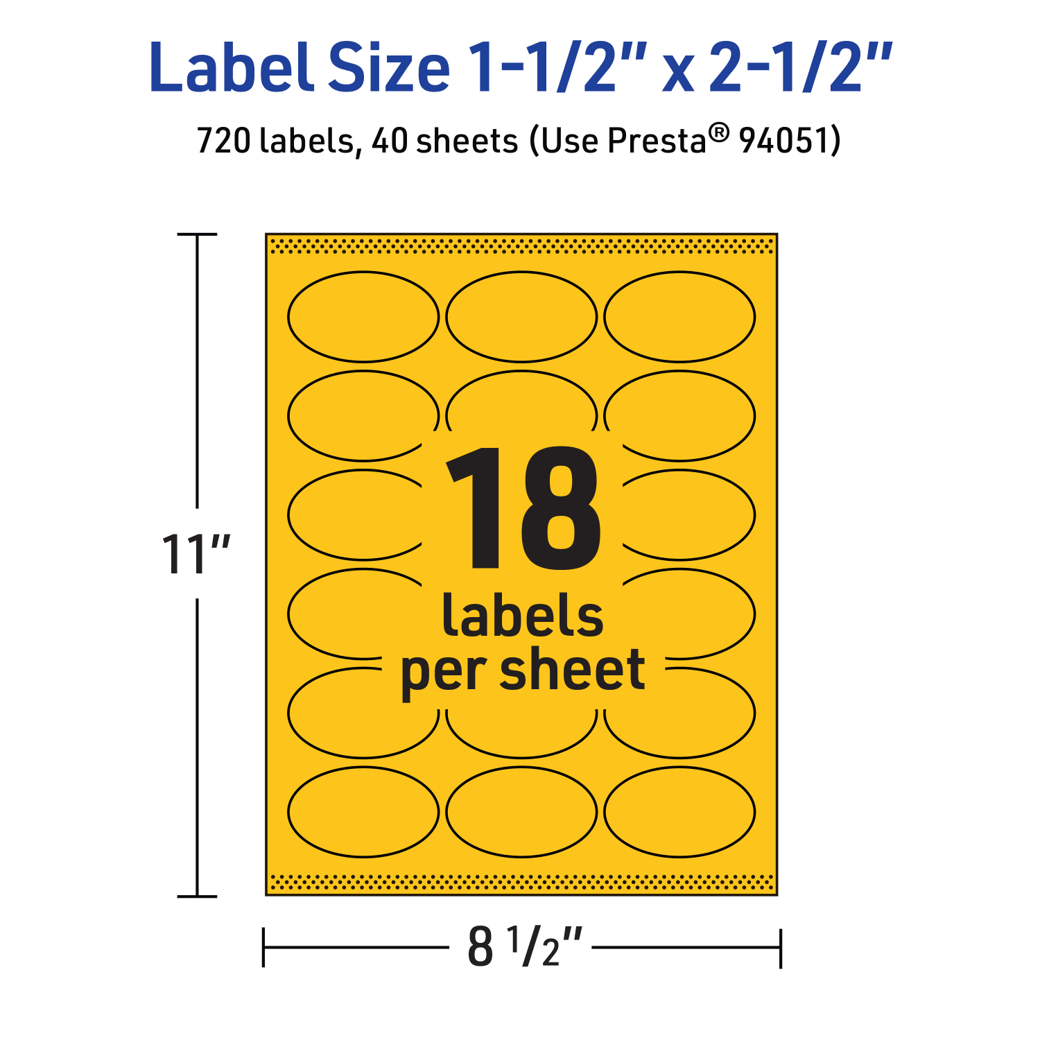 Avery Printable Labels With Sure Feed Technology, 94051-BYP40, Oval, 1-1/2in x 2-1/2in, Matte Bright Yellow, Pack of 720 - Image 6