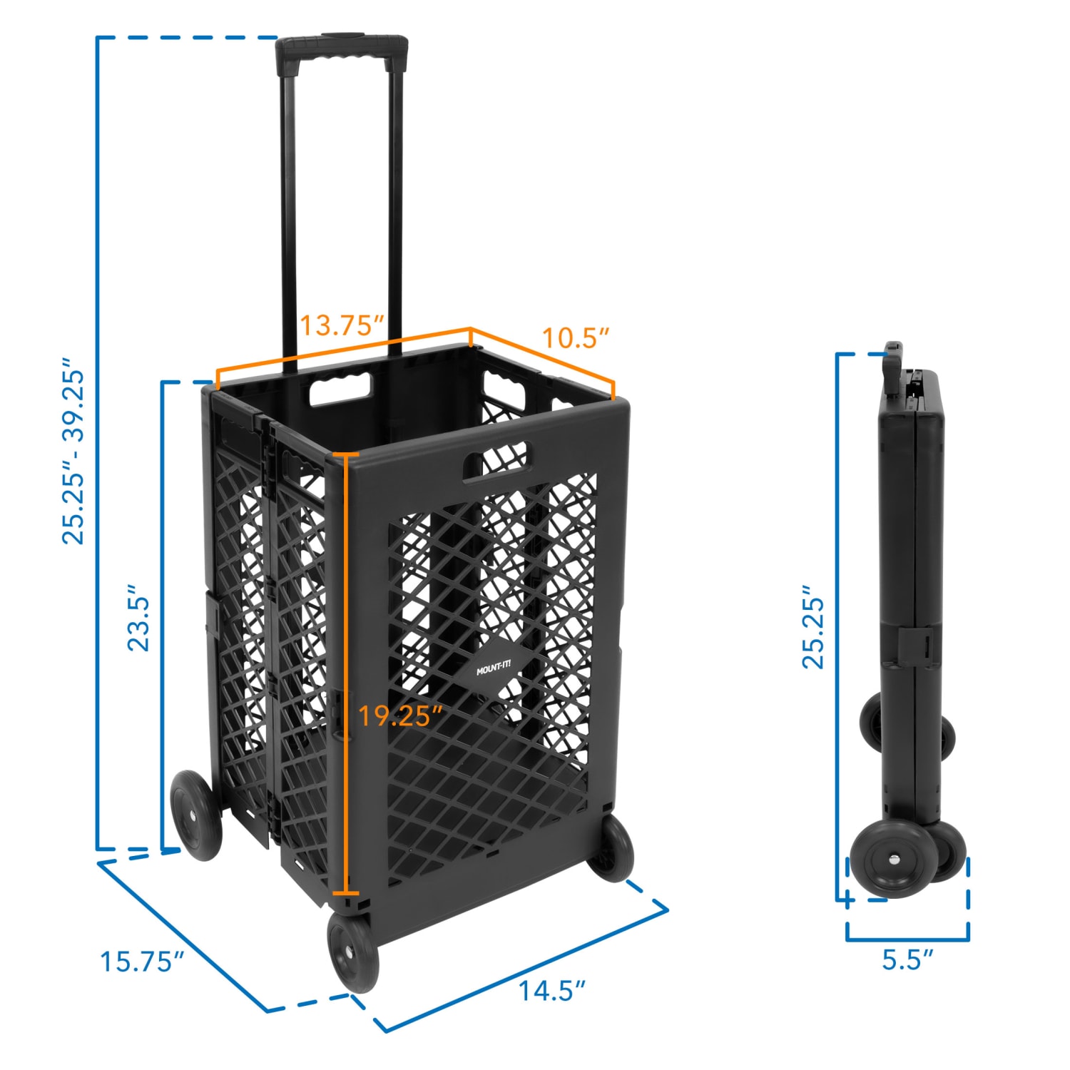 Mount-It! Mesh Rolling Utility Cart, 55 Lb Capacity - Image 6