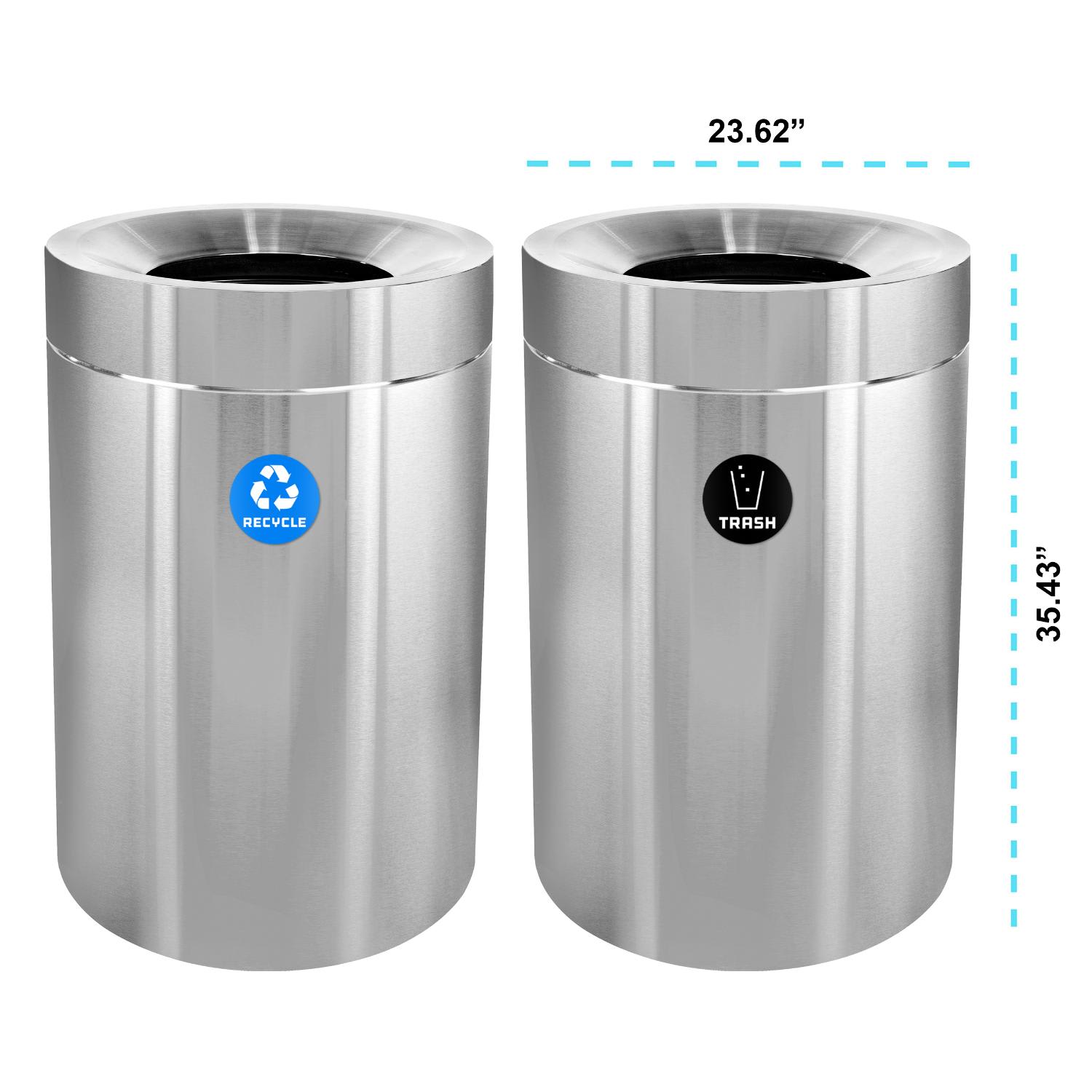 Alpine Industries Stainless Steel Recycling And Trash Cans, 50 Gallon, Silver, Set Of 2 Cans - Image 5