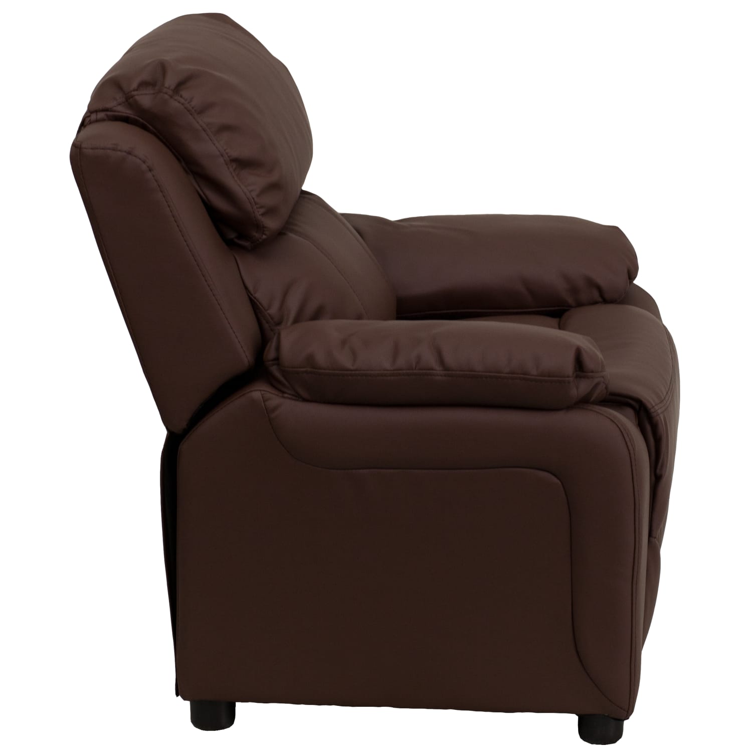 Flash Furniture Deluxe Padded Contemporary Leathersoft Kids Recliner Accent Chair With Storage Arms Brown PopularChairscom