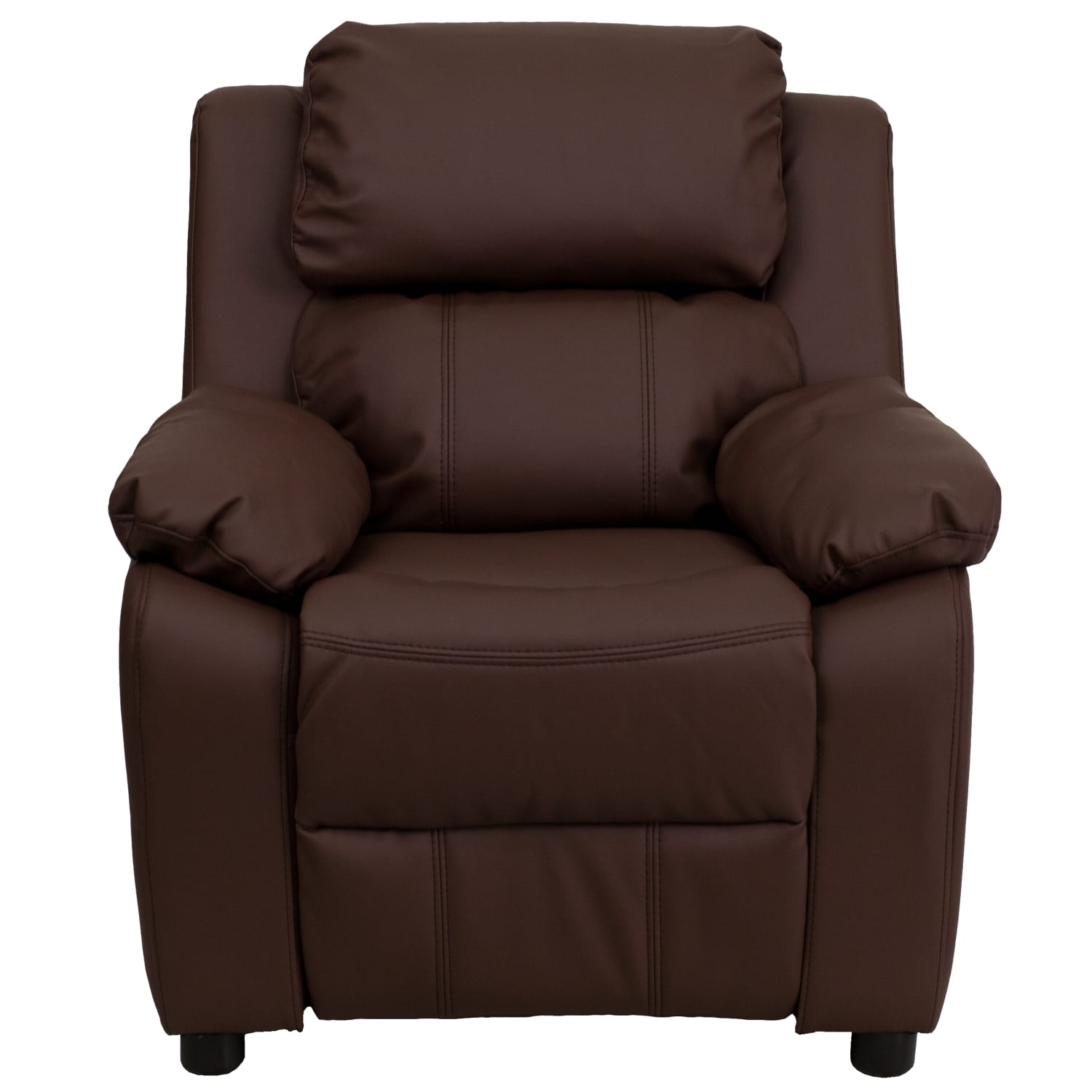 Flash Furniture Deluxe Padded Contemporary Leathersoft Kids Recliner Accent Chair With Storage Arms Brown PopularChairscom