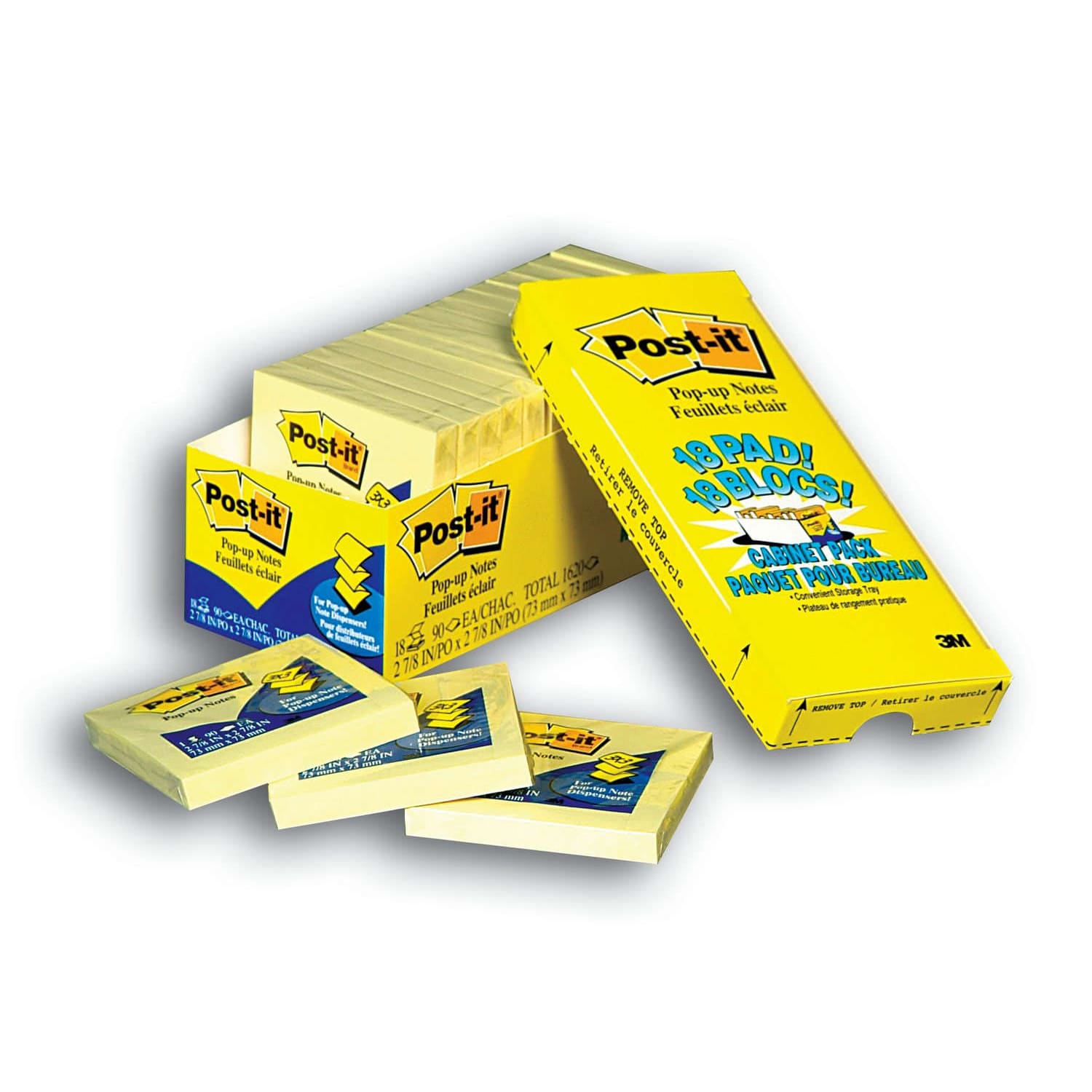 Post-it Pop-up Notes, 3in x 3in, Canary Yellow, 90 Sheets Per Pad, Pack Of 18 Pads - Image 3
