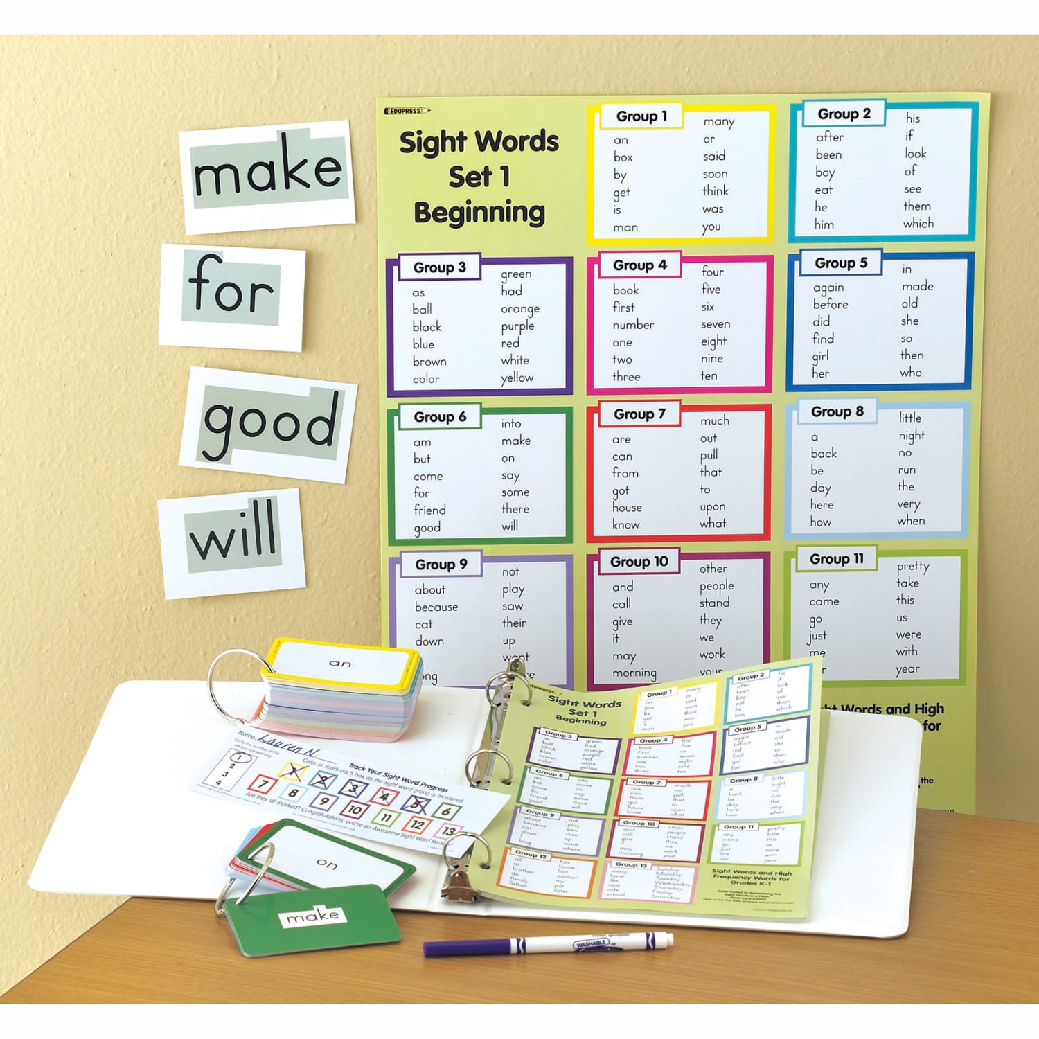Edupress Sight Words In A Flash Learning System: Set 1, Beginning, Grade 1, Pack Of 169 Cards - Image 3
