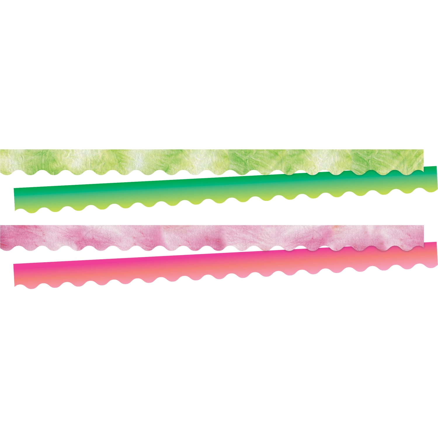 Barker Creek Double-Sided Scalloped-Edge Border Strips, 2-1/4in x 36in, Pink/Lime Tie-Dye And Ombre, Pack Of 52 Strips - Image 3