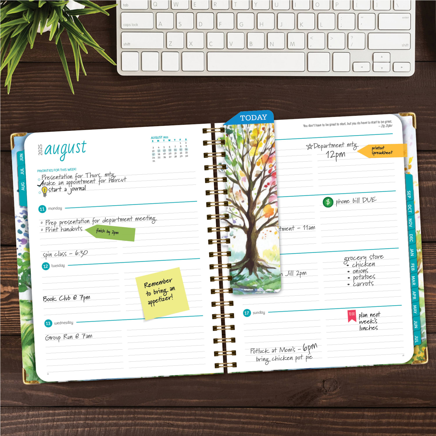 2025-2026 Global Printed Products Hardcover Fashion Daily/Weekly/Monthly Academic Planner, 8-1/2in x 11in, Tree Seasons, June 2025 To July 2026 - Image 4