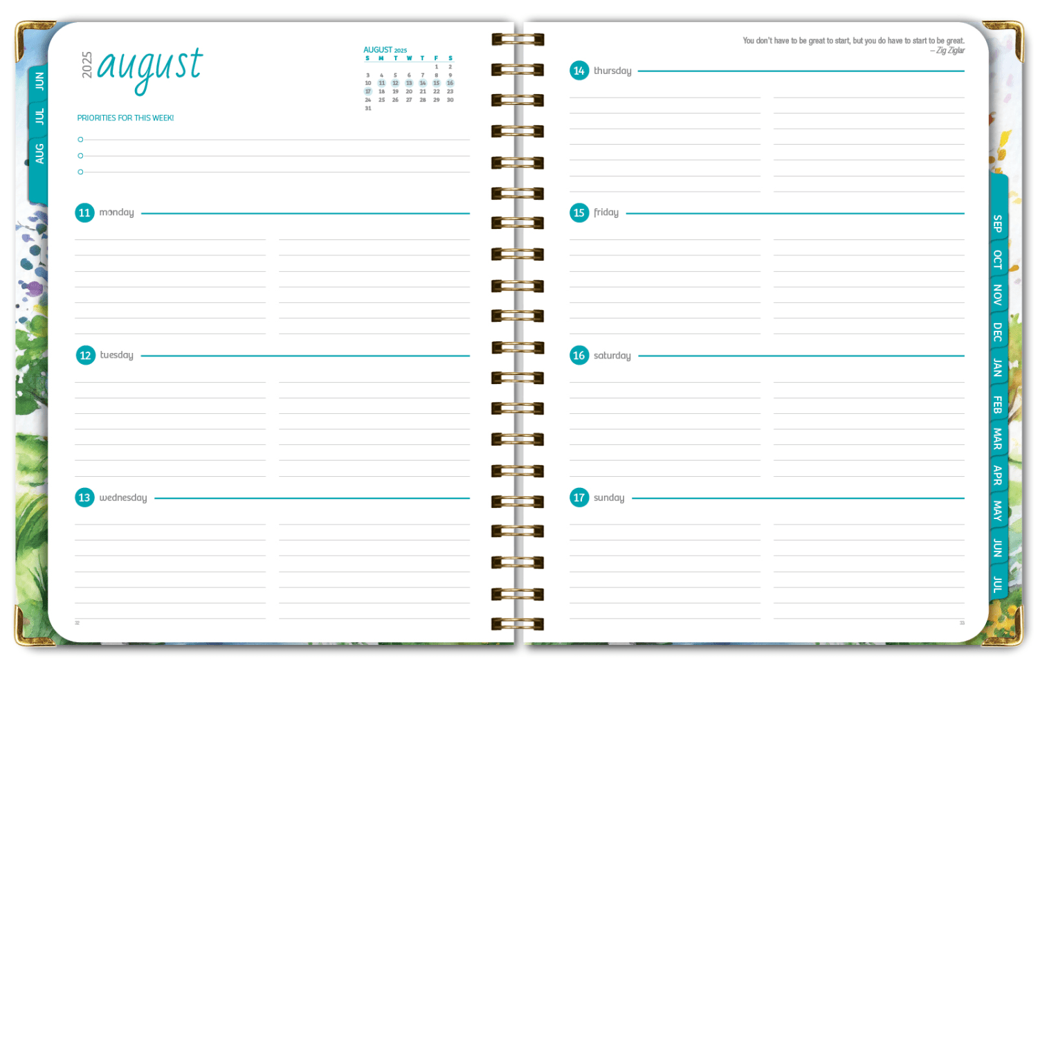 2025-2026 Global Printed Products Hardcover Fashion Daily/Weekly/Monthly Academic Planner, 8-1/2in x 11in, Tree Seasons, June 2025 To July 2026 - Image 6