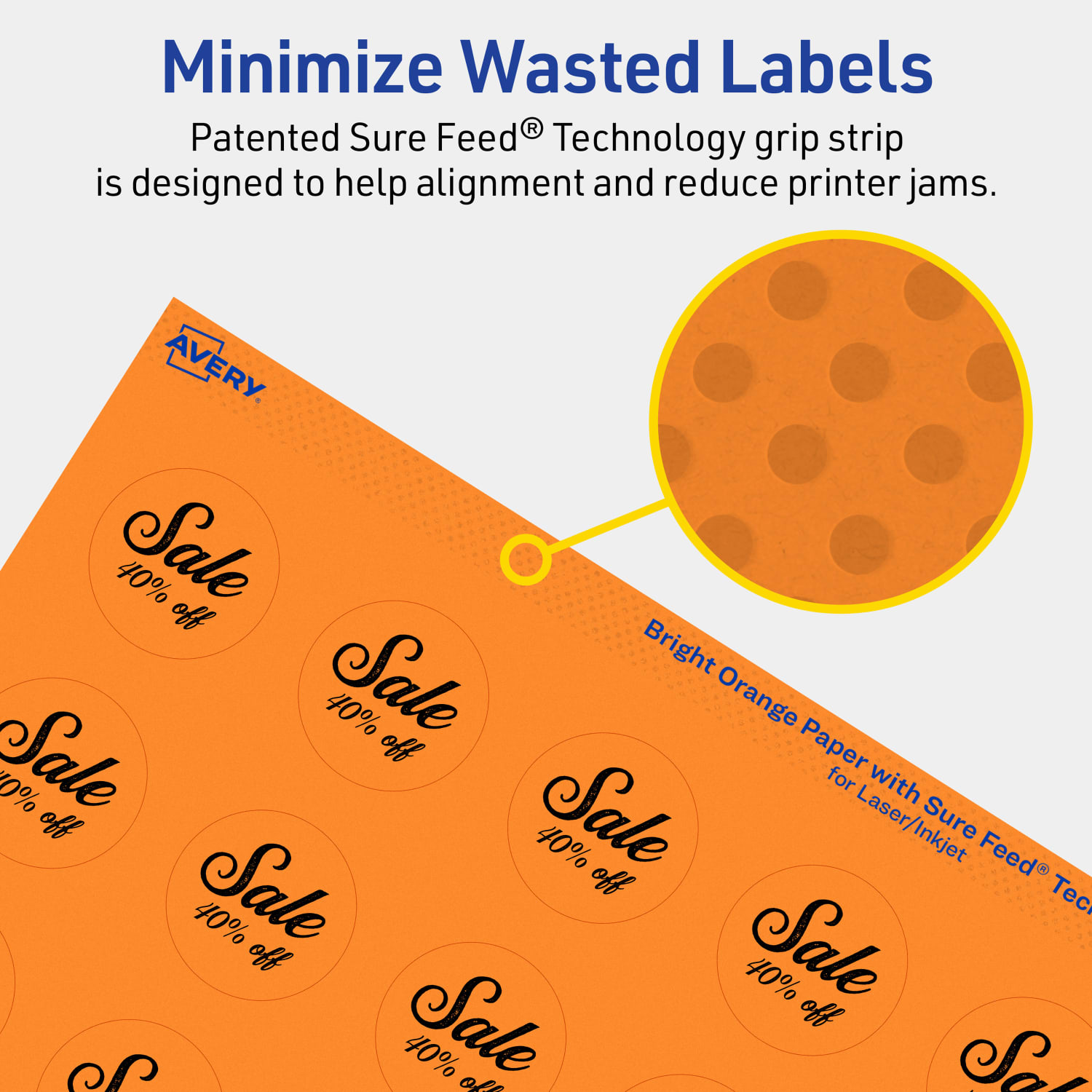 Avery Print-To-The-Edge Labels With Sure Feed Technology And Easy Peel Label Feature, 94505-BOP80, Round, 1-1/4in, Matte Bright Orange, Pack of 2400 - Image 5