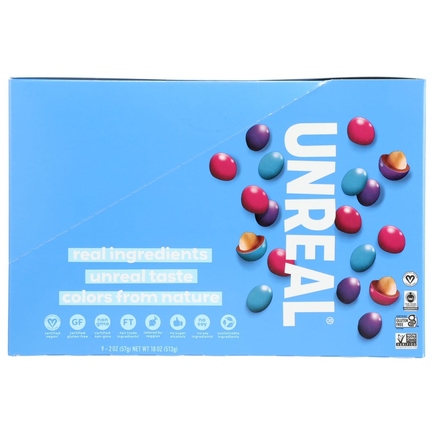 Unreal Dark Chocolate Peanut Gems, 2 Oz, Total Qty 9