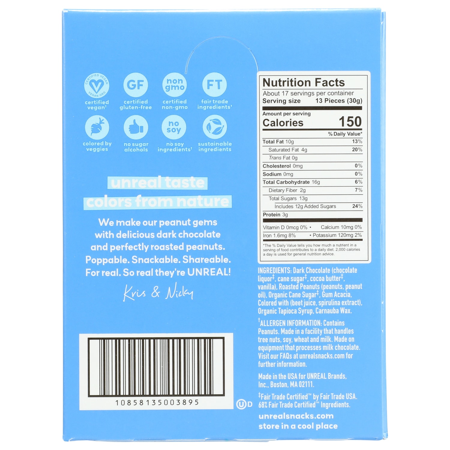 Unreal Dark Chocolate Peanut Gems, 2 Oz, Total Qty 9 - Image 6