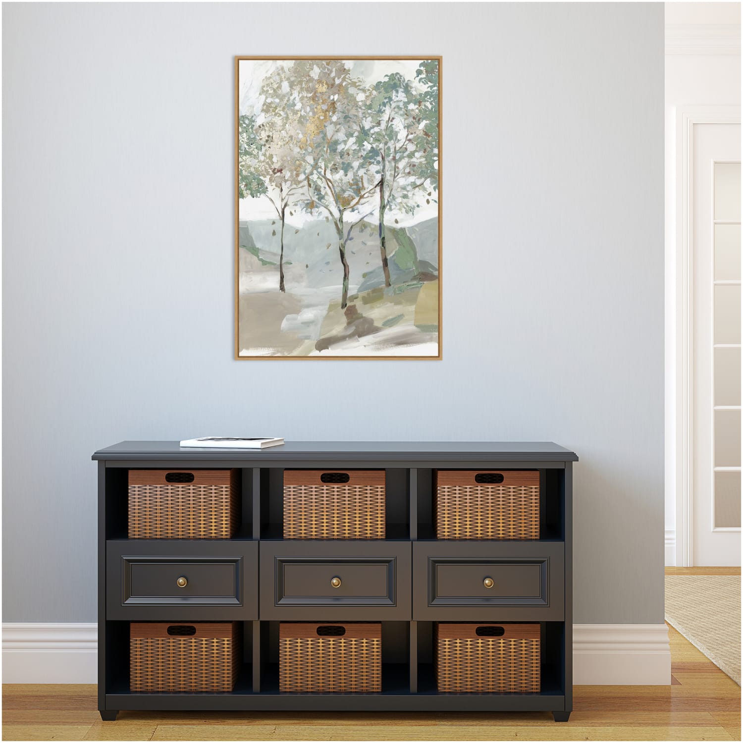 Amanti Art Breezy Landscape Trees II by Allison Pearce Framed Canvas Wall Art Print, 33inH x 23inW, Maple - Image 4