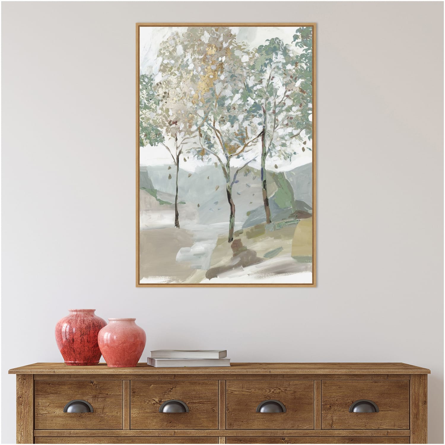 Amanti Art Breezy Landscape Trees II by Allison Pearce Framed Canvas Wall Art Print, 33inH x 23inW, Maple - Image 6