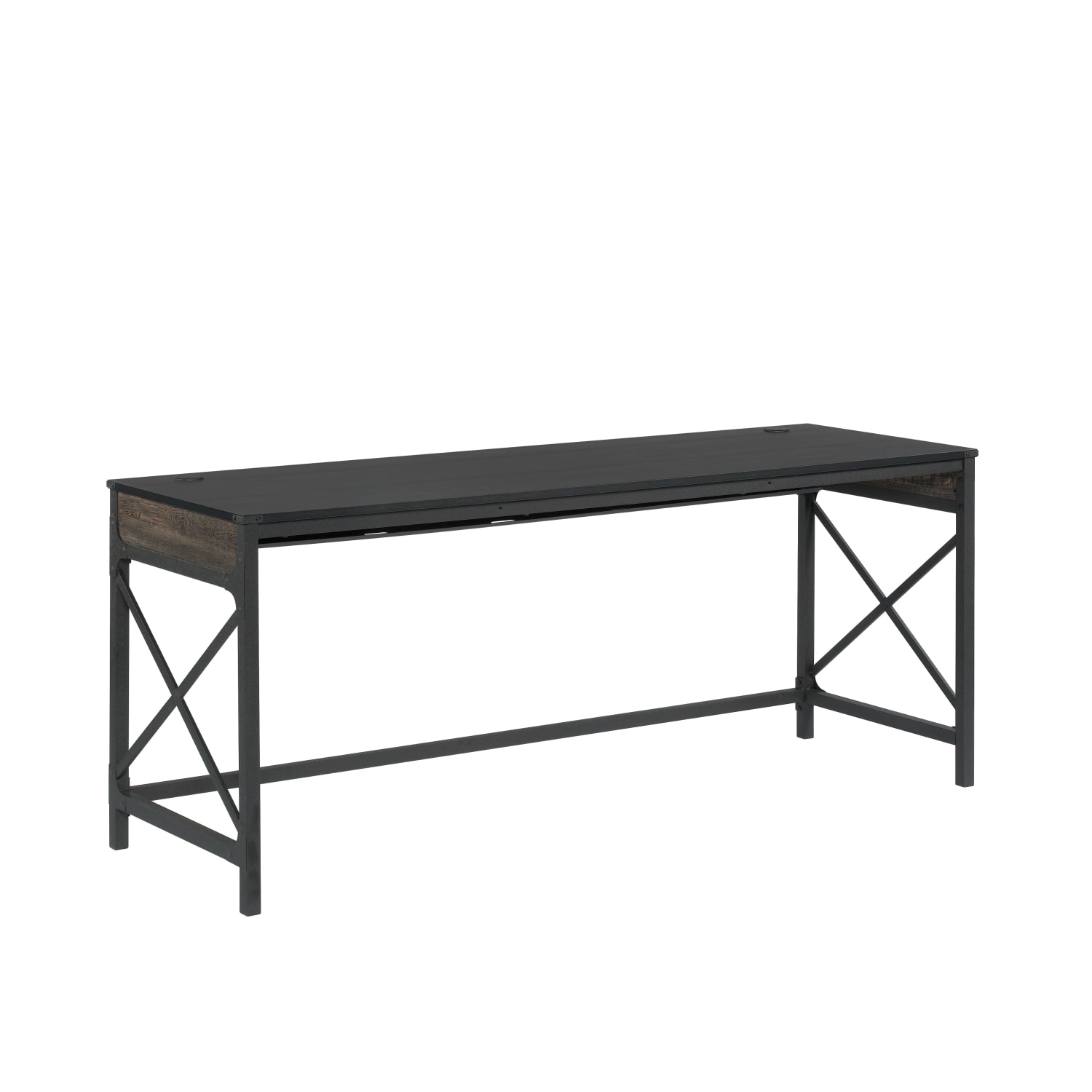 Sauder Foundry Road 72inW Table Style Computer Desk, Carbon Oak