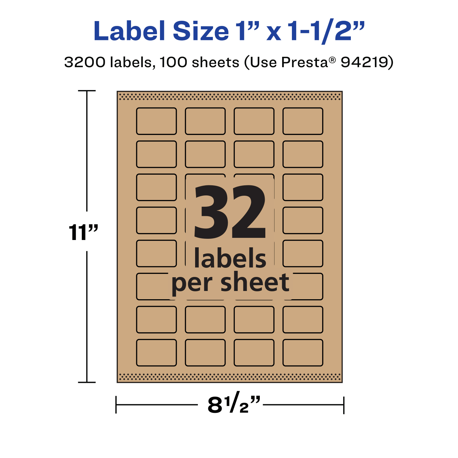 Avery Kraft Permanent Labels With Sure Feed, 94219-KMP100, Rectangle, 1in x 1-1/2in, Brown, Pack Of 3,200 - Image 6