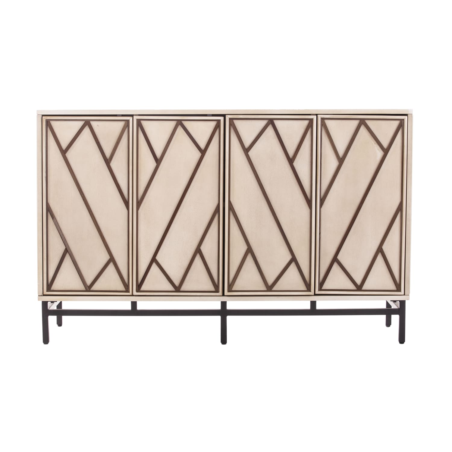 SEI Furniture Bremling Art Deco Storage Buffet Cabinet, 30inH x 47inW x 15inD, Antique Cream/Black - Image 3
