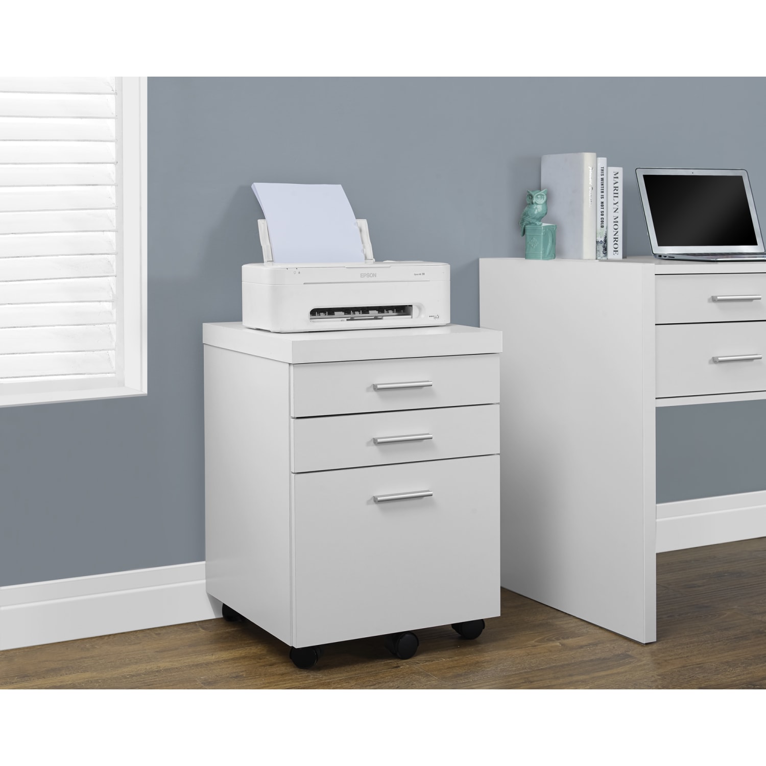 Monarch Specialties 19inD Vertical 3-Drawer File Cabinet, White