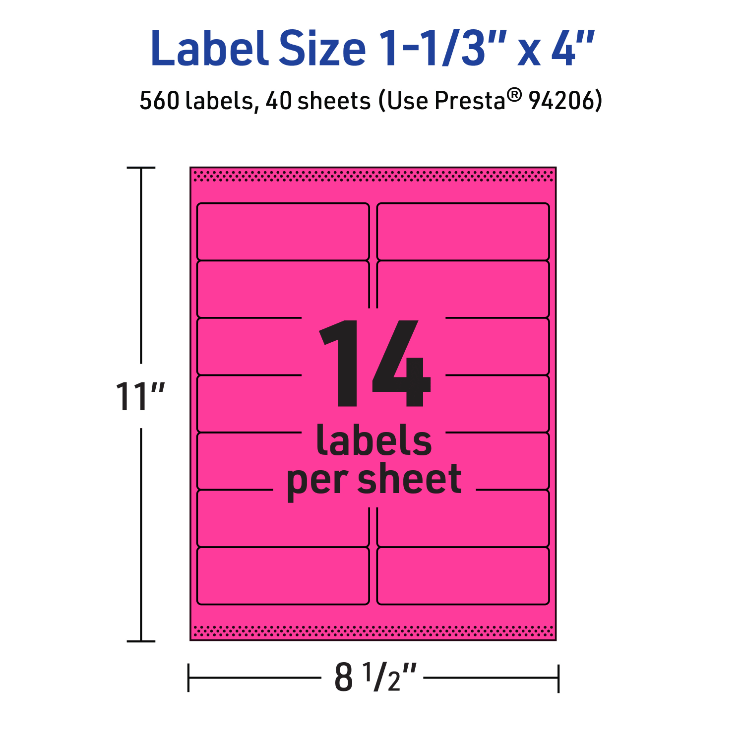 Avery Printable Labels With Sure Feed Technology, 94206-NMP40, Rectangle, 1-1/3in x 4in, Matte Neon Magenta, Pack of 560 - Image 6