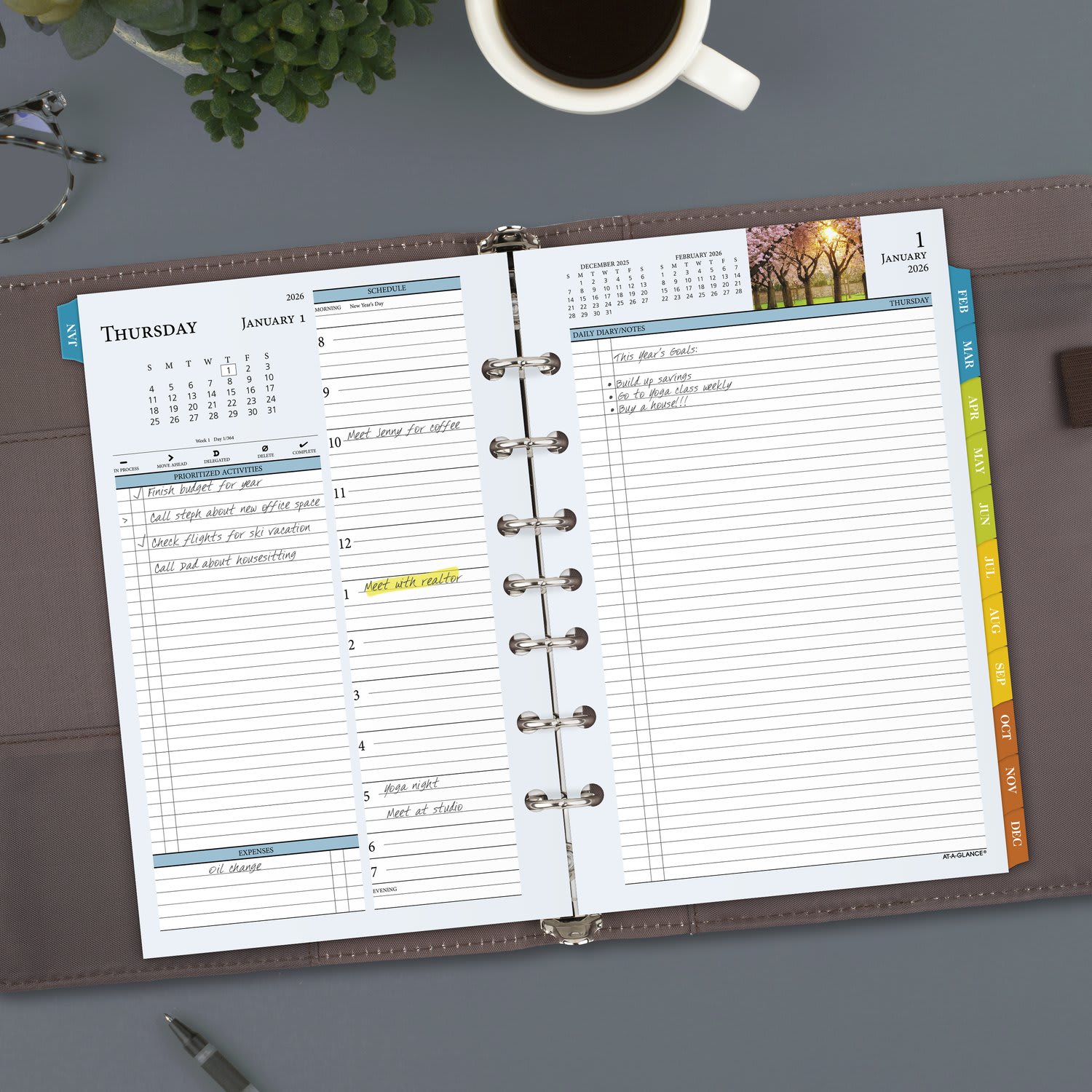 AT-A-GLANCE 2026 Zenscapes Daily Monthly Planner Two Page Per Day Refill, Loose-Leaf, Desk Size, 5 1/2in x 8 1/2in - Image 3