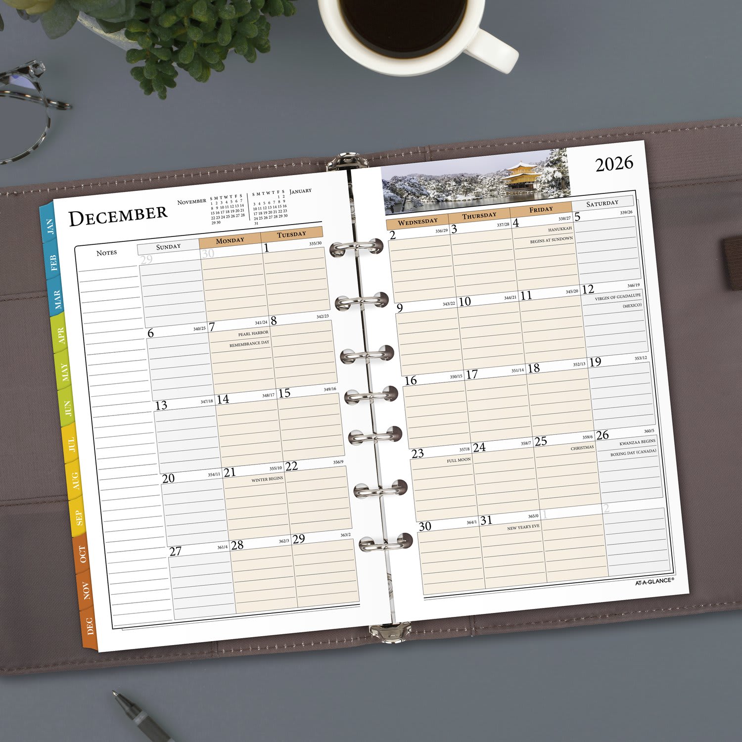 AT-A-GLANCE 2026 Zenscapes Daily Monthly Planner Two Page Per Day Refill, Loose-Leaf, Desk Size, 5 1/2in x 8 1/2in - Image 4