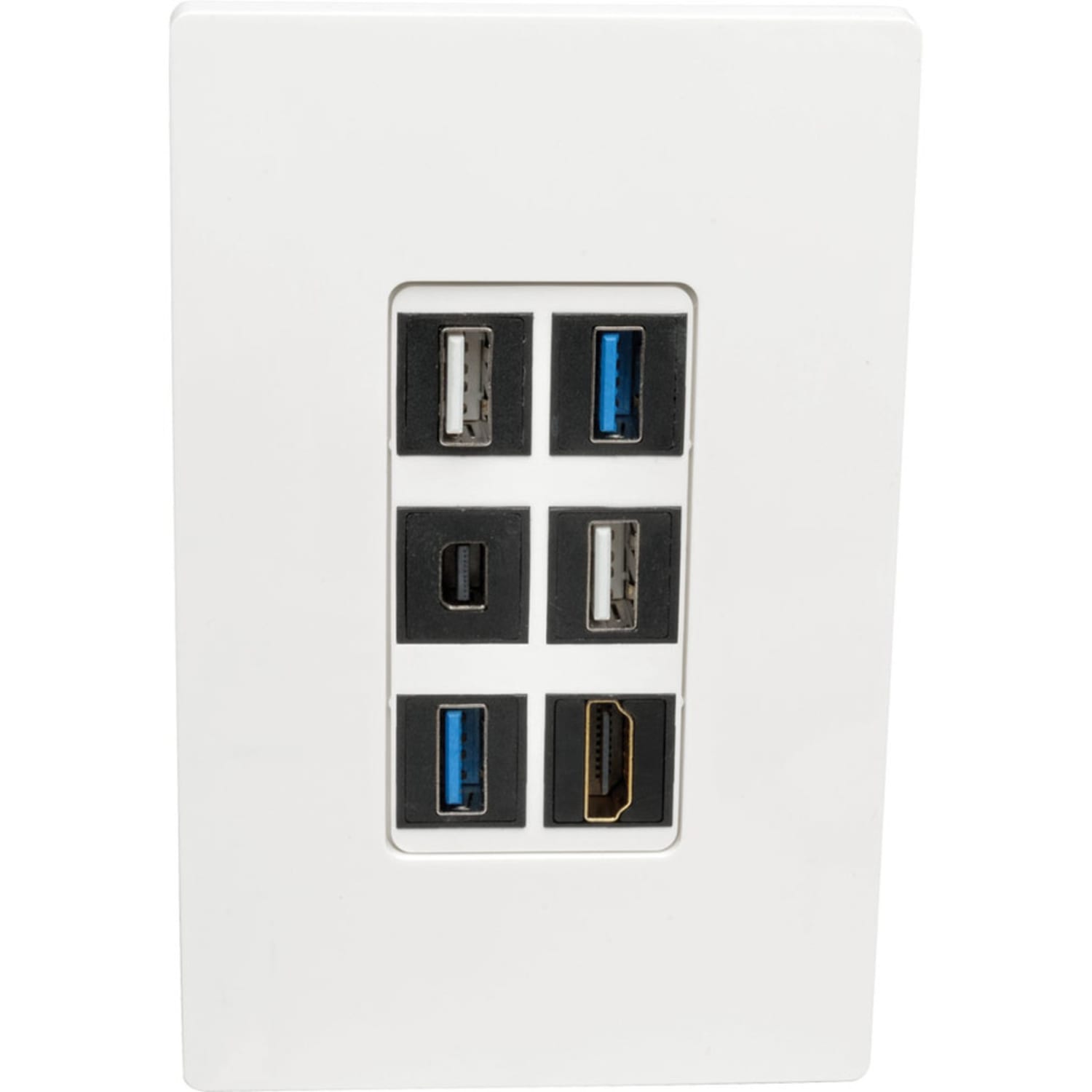 Eaton Tripp Lite Series 6-Port Keystone Single-Gang Faceplate, White, TAA - 6 x Total Number of Socket(s) - 1-gang - White - Polycarbonate - Image 4
