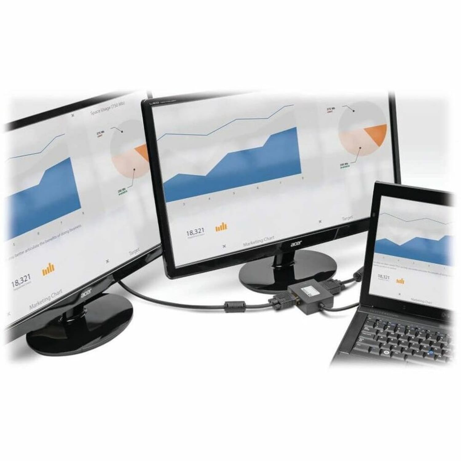 Tripp Lite 2-Port DisplayPort to VGA Video Splitter 1080p 1920 x 1080 60Hz - First End: 1 x DisplayPort Male Video - Second End: 2 x HD-15 Female VGA - Supports up to 1920 x 1080 - Black - Image 4
