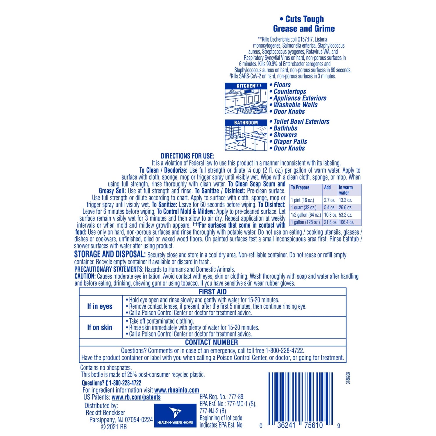Lysol Clean & Fresh Multi-Surface Cleaner, Sparkling Lemon & Sunflower Essence Scent, 144 Oz Bottle - Image 5