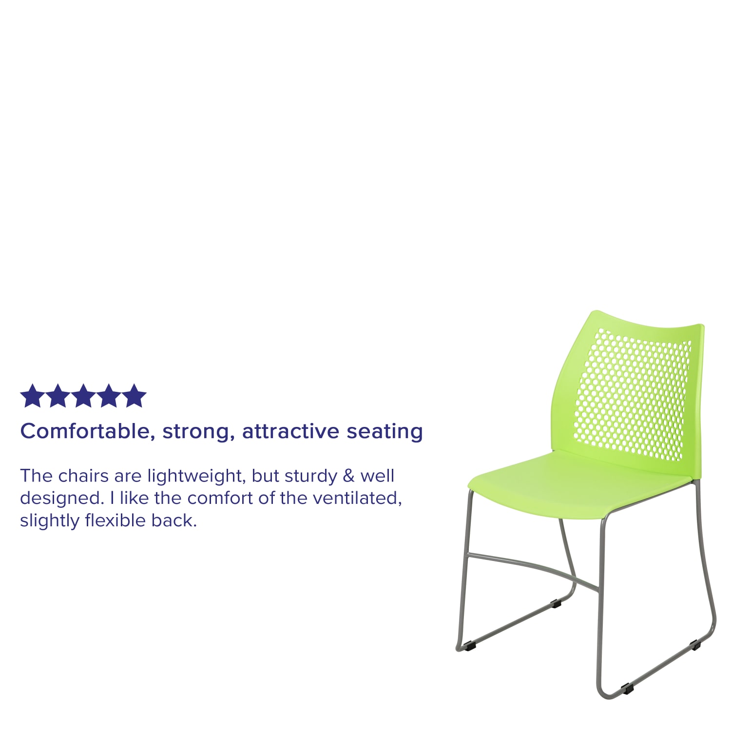 Flash Furniture HERCULES Series Sled-Base Stack Chair With Air-Vent Back, Green - Image 5