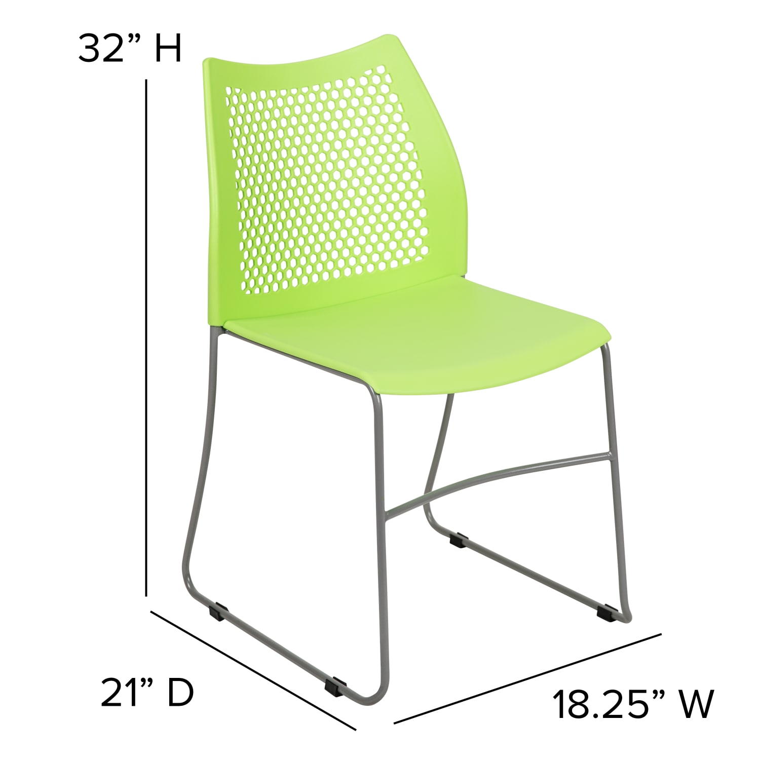 Flash Furniture HERCULES Series Sled-Base Stack Chair With Air-Vent Back, Green - Image 7