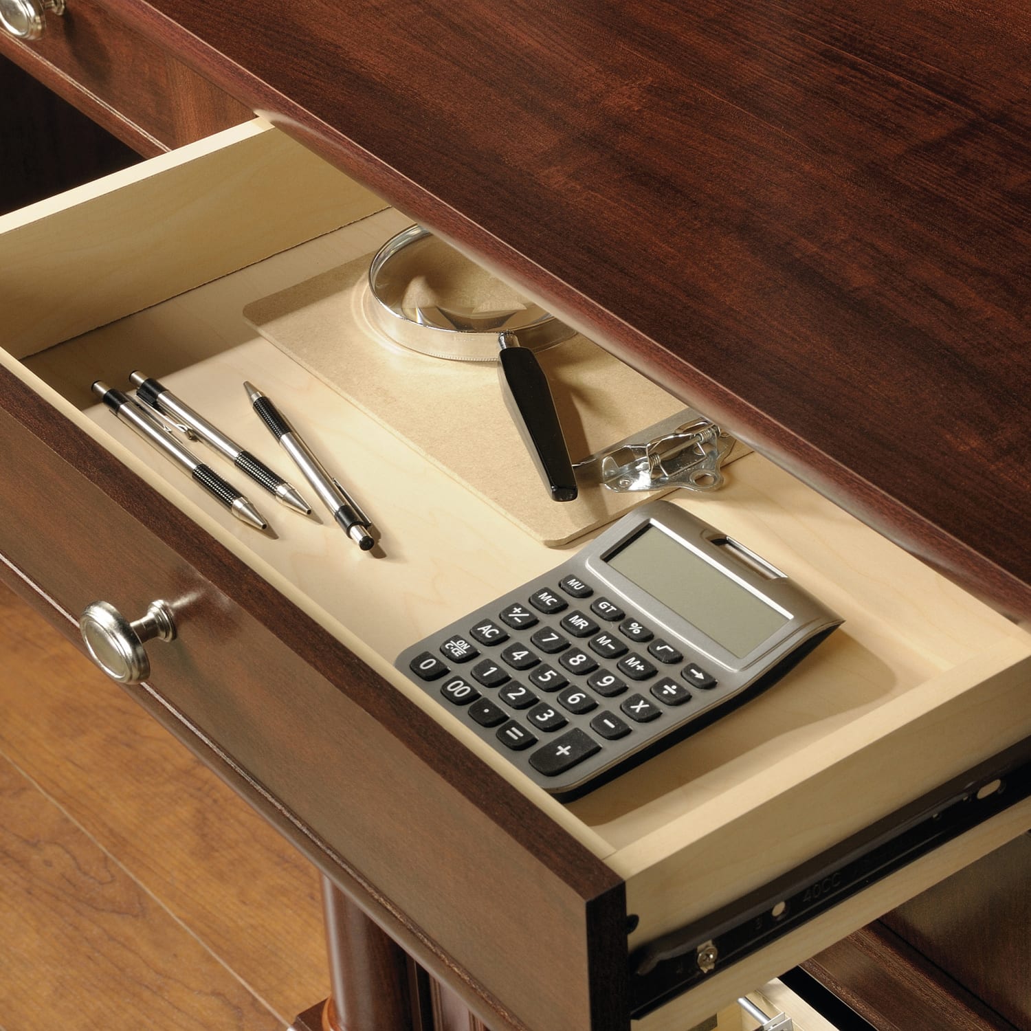 Sauder Palladia 60inW Computer Desk With Hutch, Select Cherry - Image 6