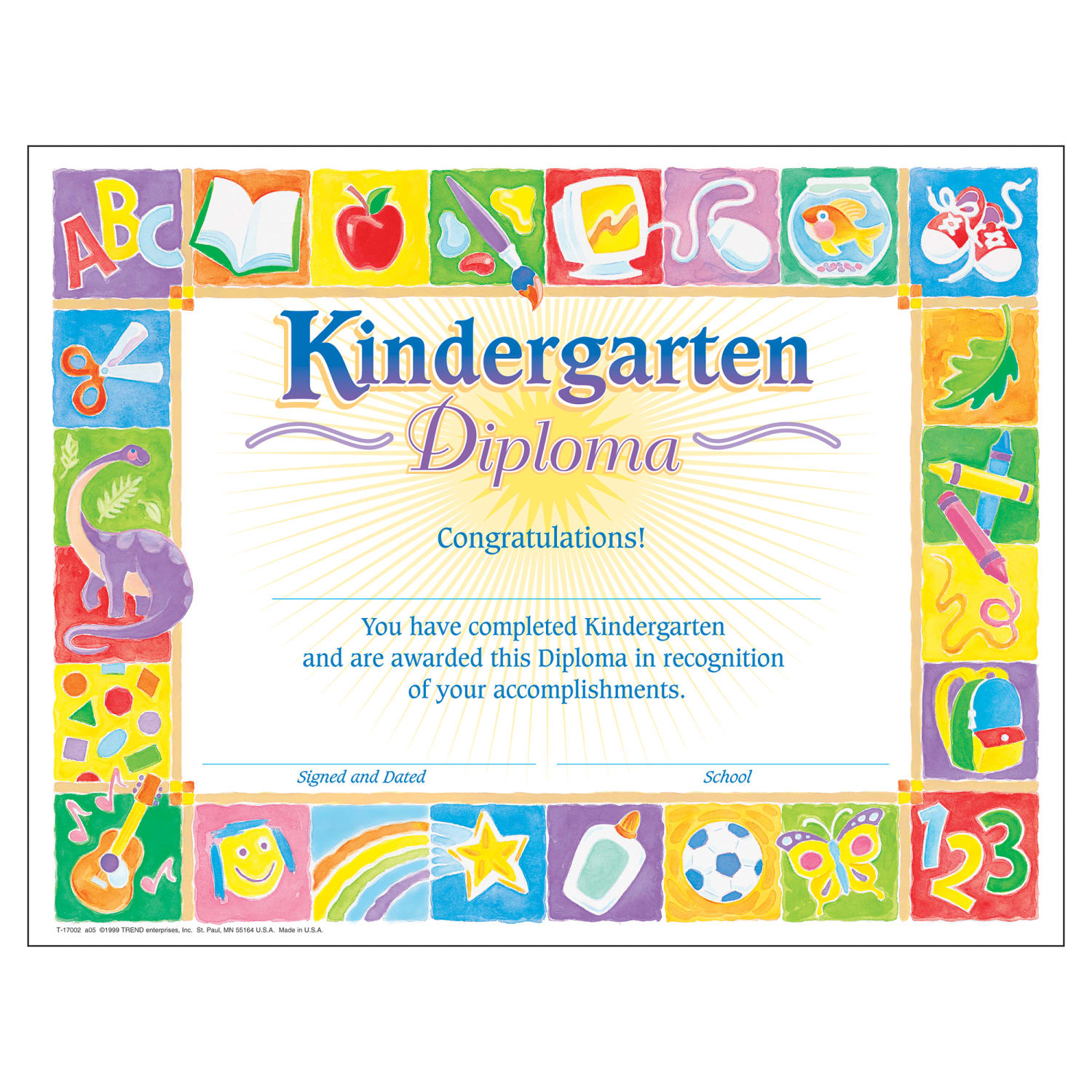 TREND Classic Diplomas, 8-1/2in x 11in, Kindergarten, 30 Certificates Per Pack, Set Of 6 Packs - Image 3
