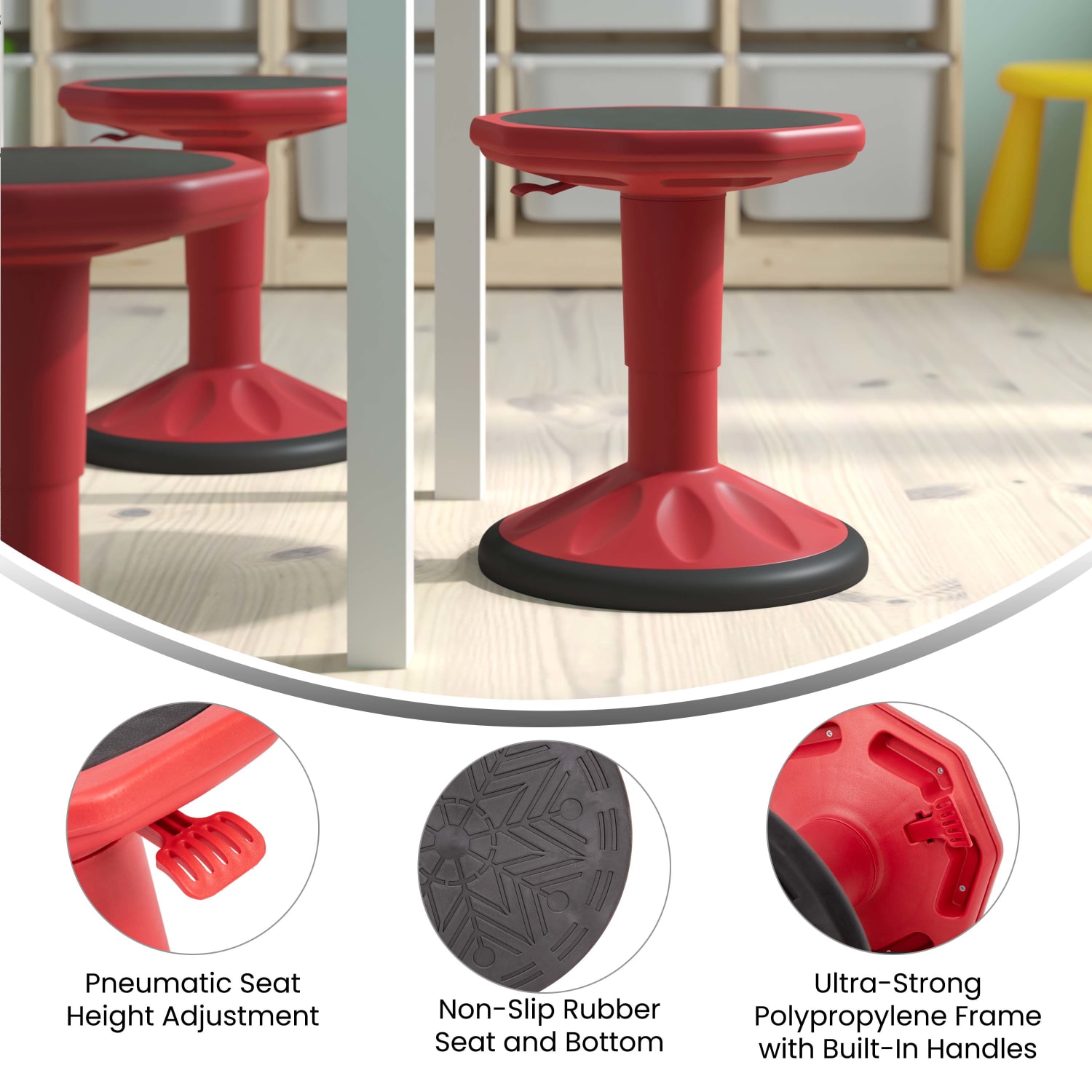 Flash Furniture Carter Adjustable Height Kids Flexible Active Stool, Red - Image 6
