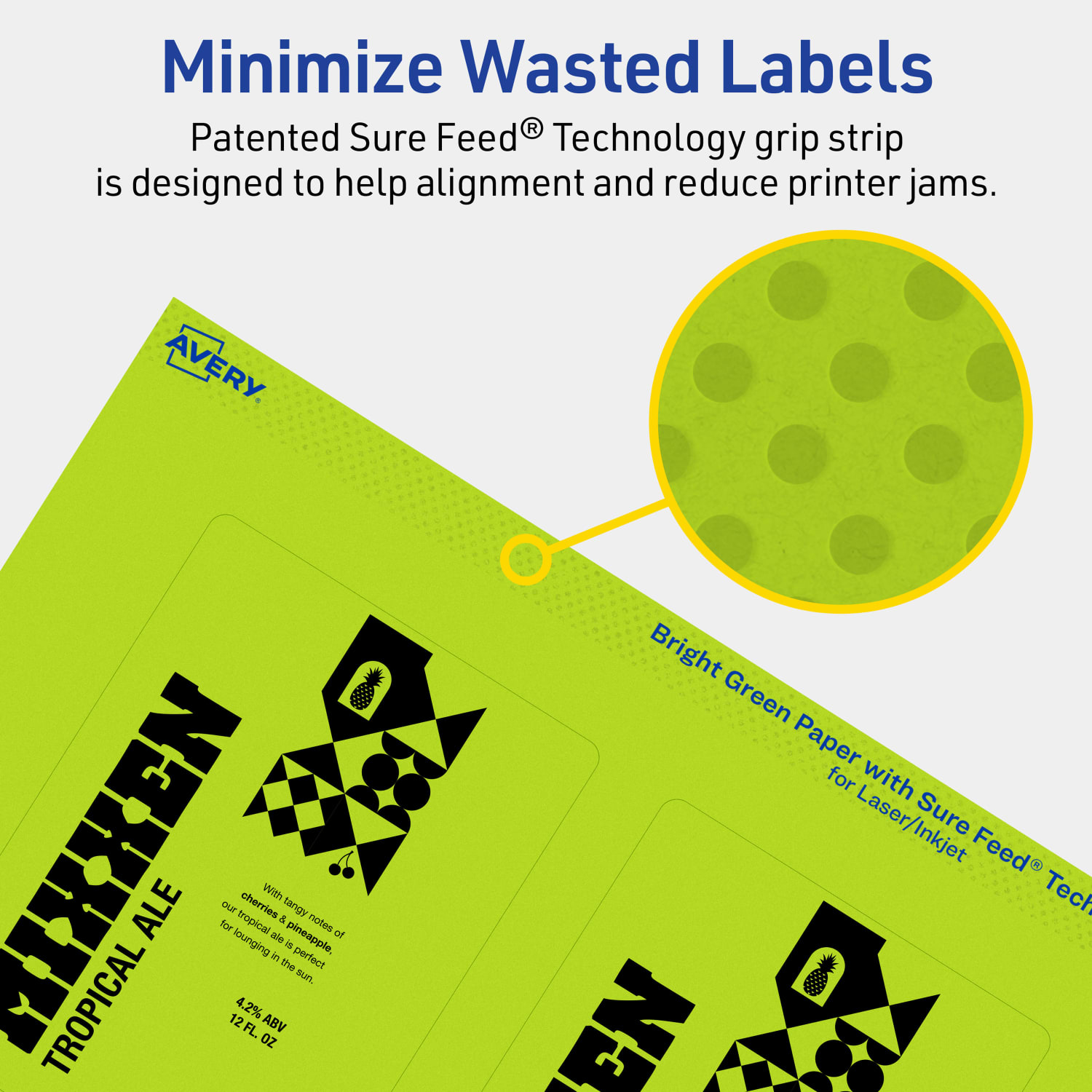 Avery Print-To-The-Edge Labels With Sure Feed Technology, 94252-BGP10, Rectangle, 4in x 3in, Matte Bright Green, Pack of 40 - Image 5