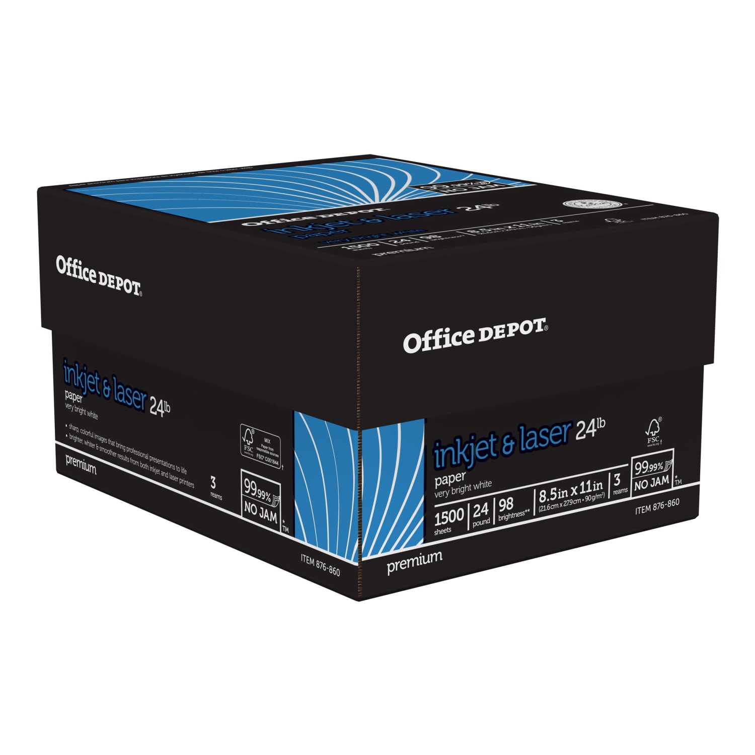 Office Depot Inkjet Or Laser Paper, 3 Reams, White, Letter Size Paper, 500 Sheets Per Ream, 24 Lb, 98 Brightness - Image 4