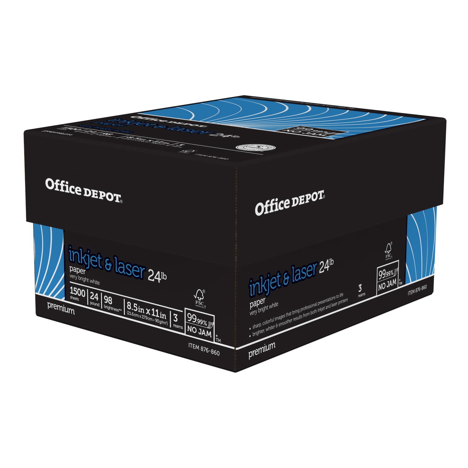 Office Depot Inkjet Or Laser Paper, 3 Reams, White, Letter Size Paper, 500 Sheets Per Ream, 24 Lb, 98 Brightness - Image 5