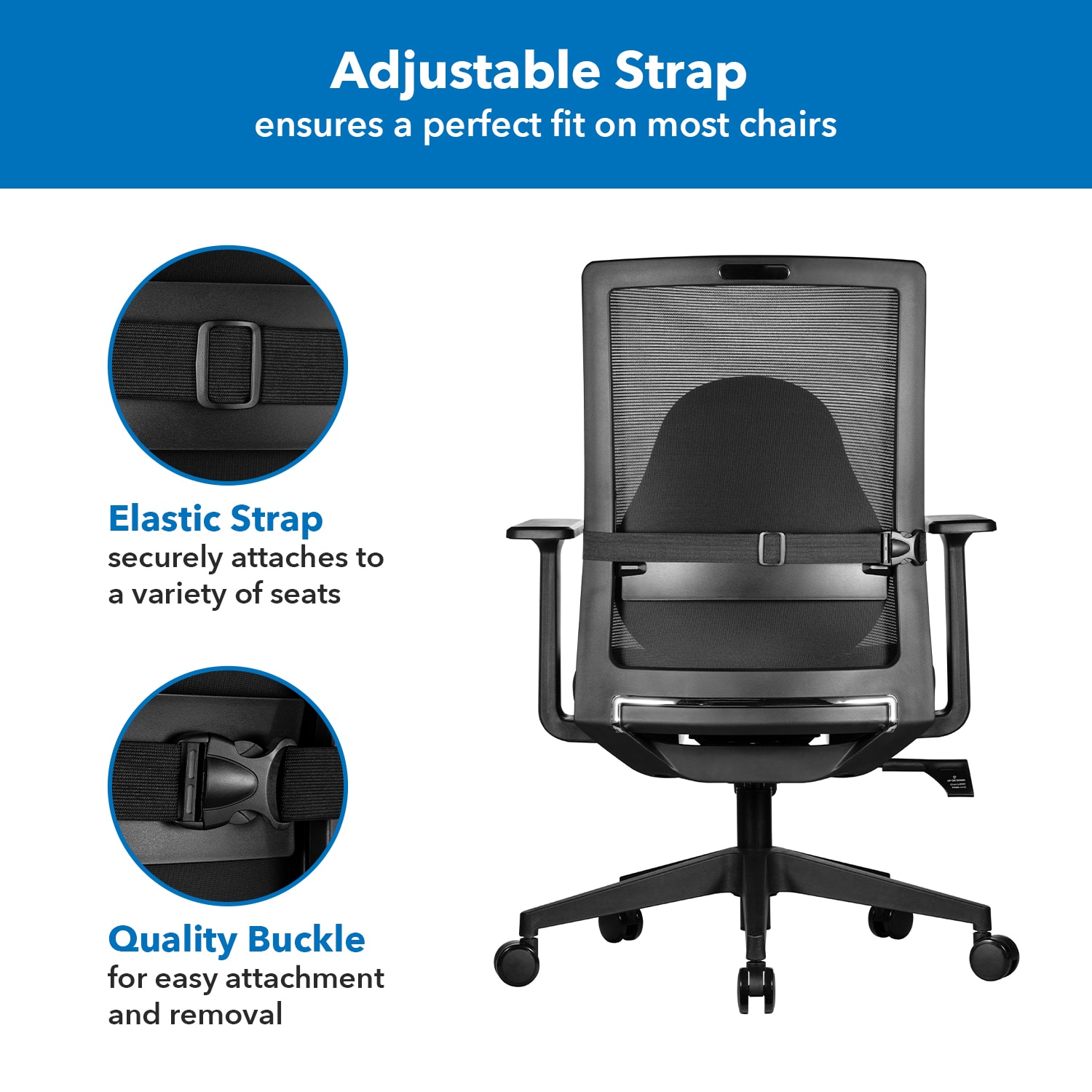Mount-It! Ergo Collection Curved Back Support Cushion, 16-15/16inH x 15-3/16inW x 4-3/8inD, Black - Image 5