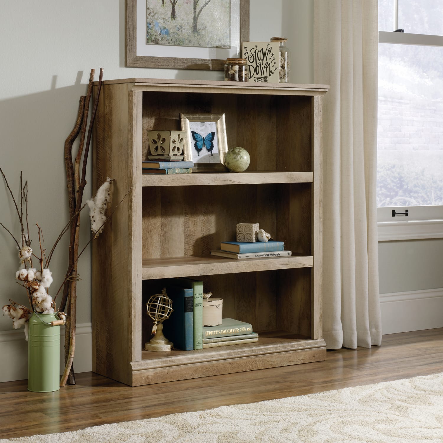 Sauder Select 44inH 3-Shelf Bookcase, Lintel Oak - Image 4