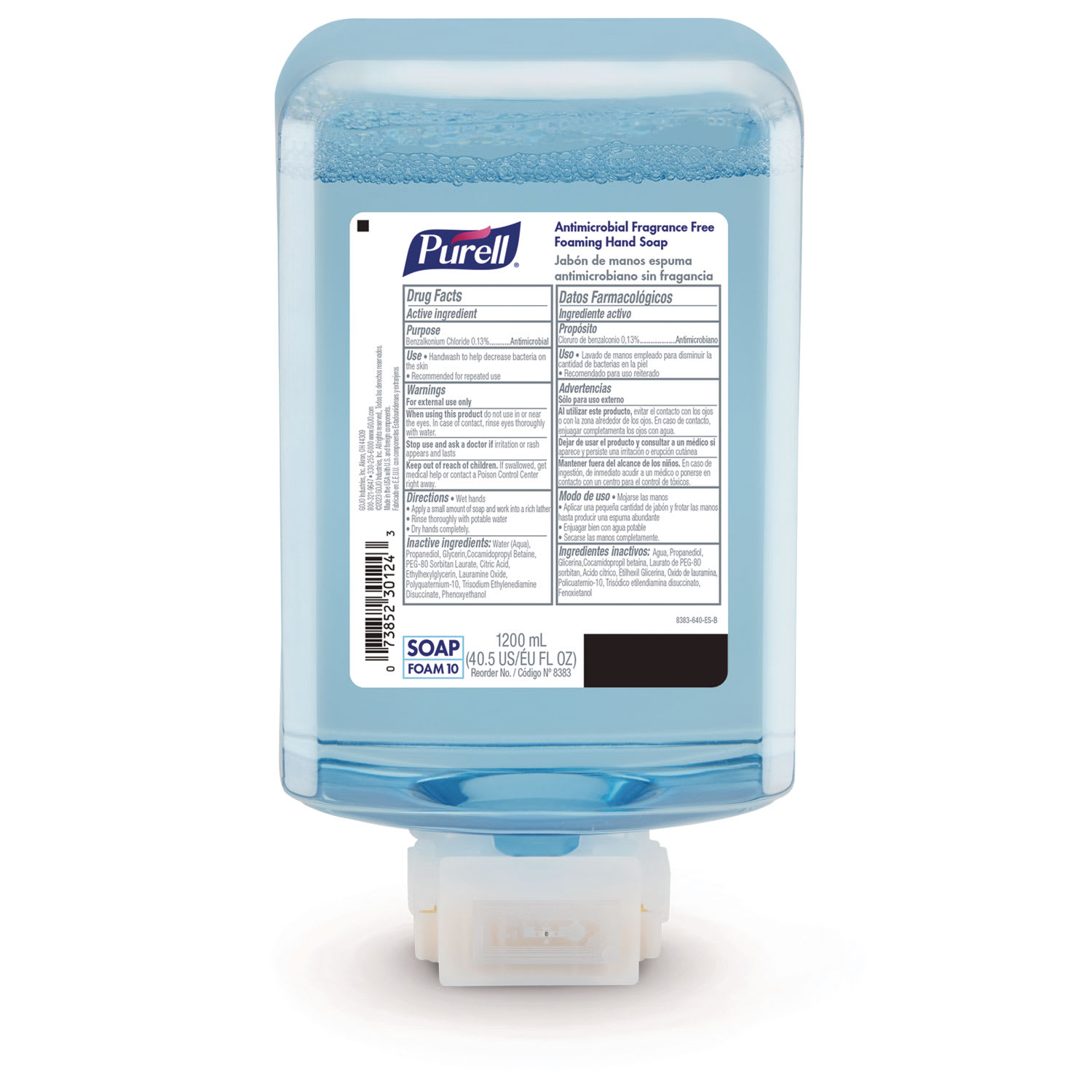 PURELL Antimicrobial Foaming Hand Soap Refill, For ES10 Dispensers, Fragrance-Free, 1,200 mL, 2/Carton - Image 3