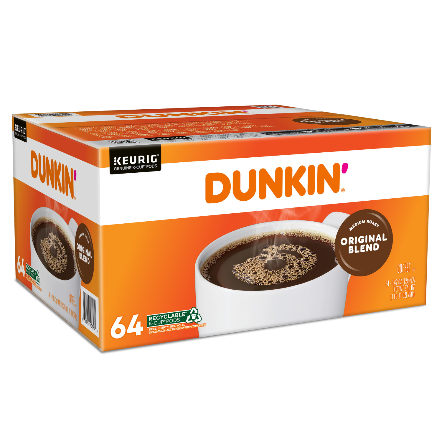 Dunkin Donuts Single-Serve Coffee K-Cup Pods, Original Blend, Medium Roast, Carton Of 64 Pods - Image 3