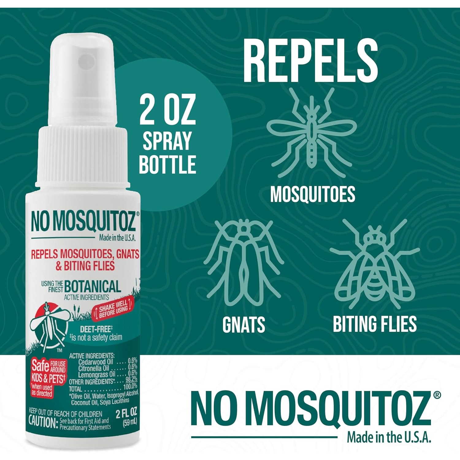 No Mosquitoz Botanical Insect Repellent, DEET-Free, Woodsy Scent, 2 Oz Spray Bottle, 12-Pack - Image 4