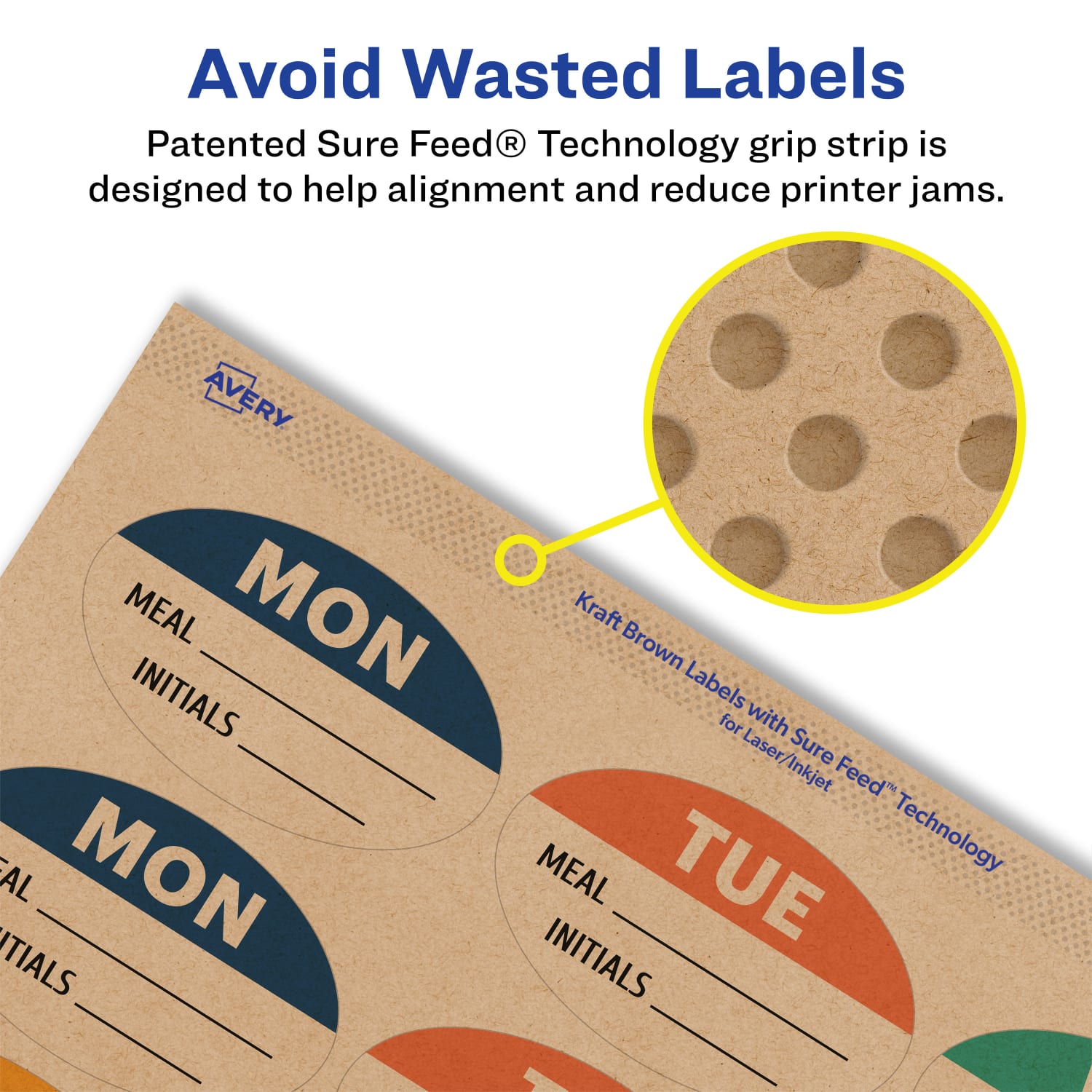 Avery Kraft Permanent Labels With Sure Feed, 94053-KMP50, Oval, 1in x 2in, Brown, Pack Of 1,200 - Image 5