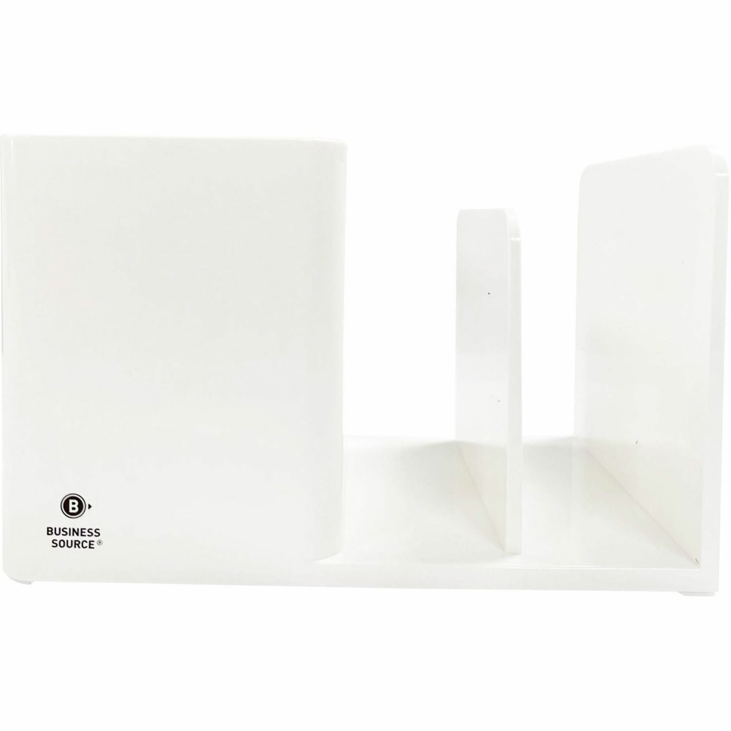 Business Source Multifunctional Pen Cup Organizer - 2 Compartment(s) - 3.80in Height x 6.10in Width x 4.70in Depth - Durable - White - ABS Plastic - 1 Each - Image 3