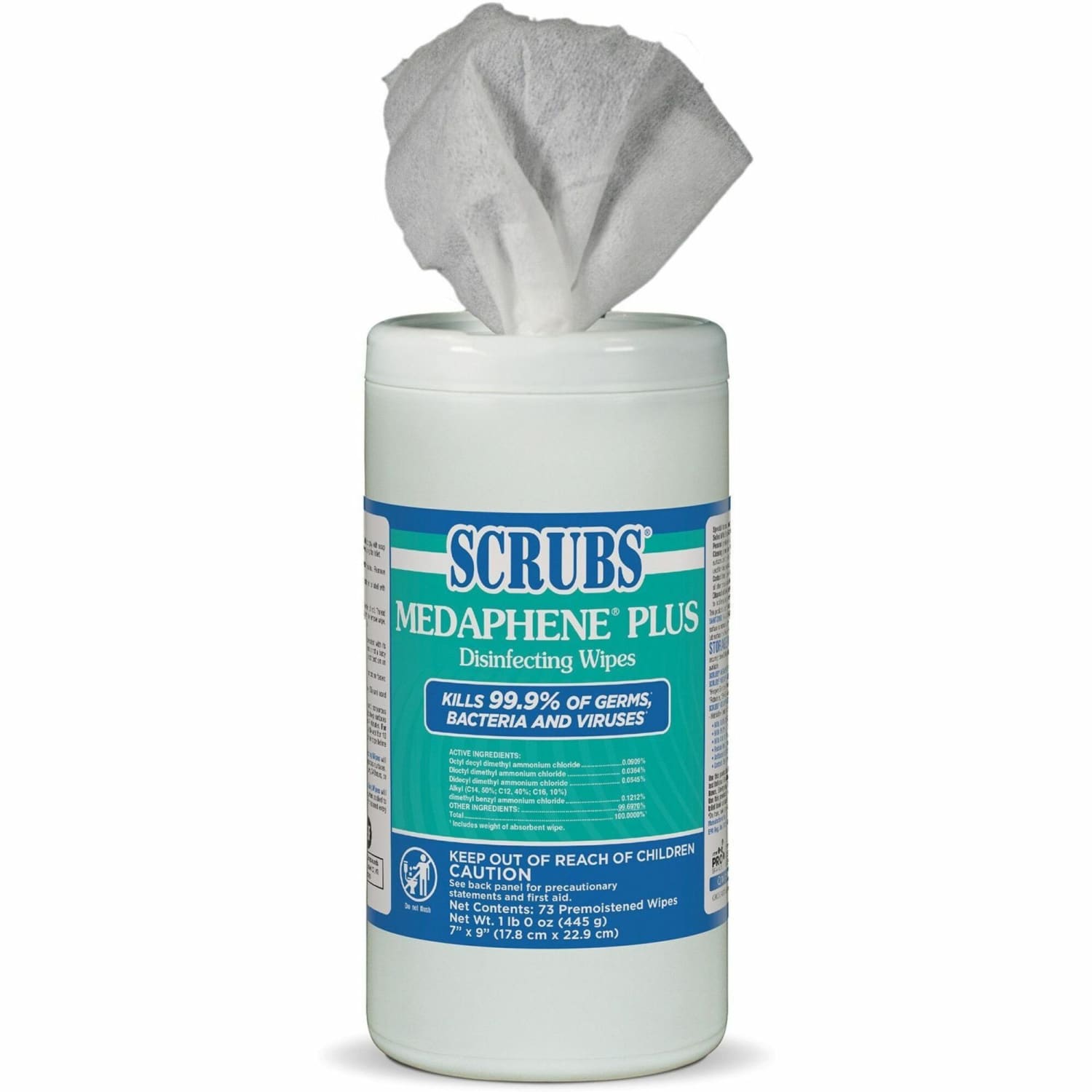 SCRUBS Medaphene Plus Disinfecting Wipes - Citrus Scent - 9in Length x 6in Width - 73 - 6 / Carton - Colorless